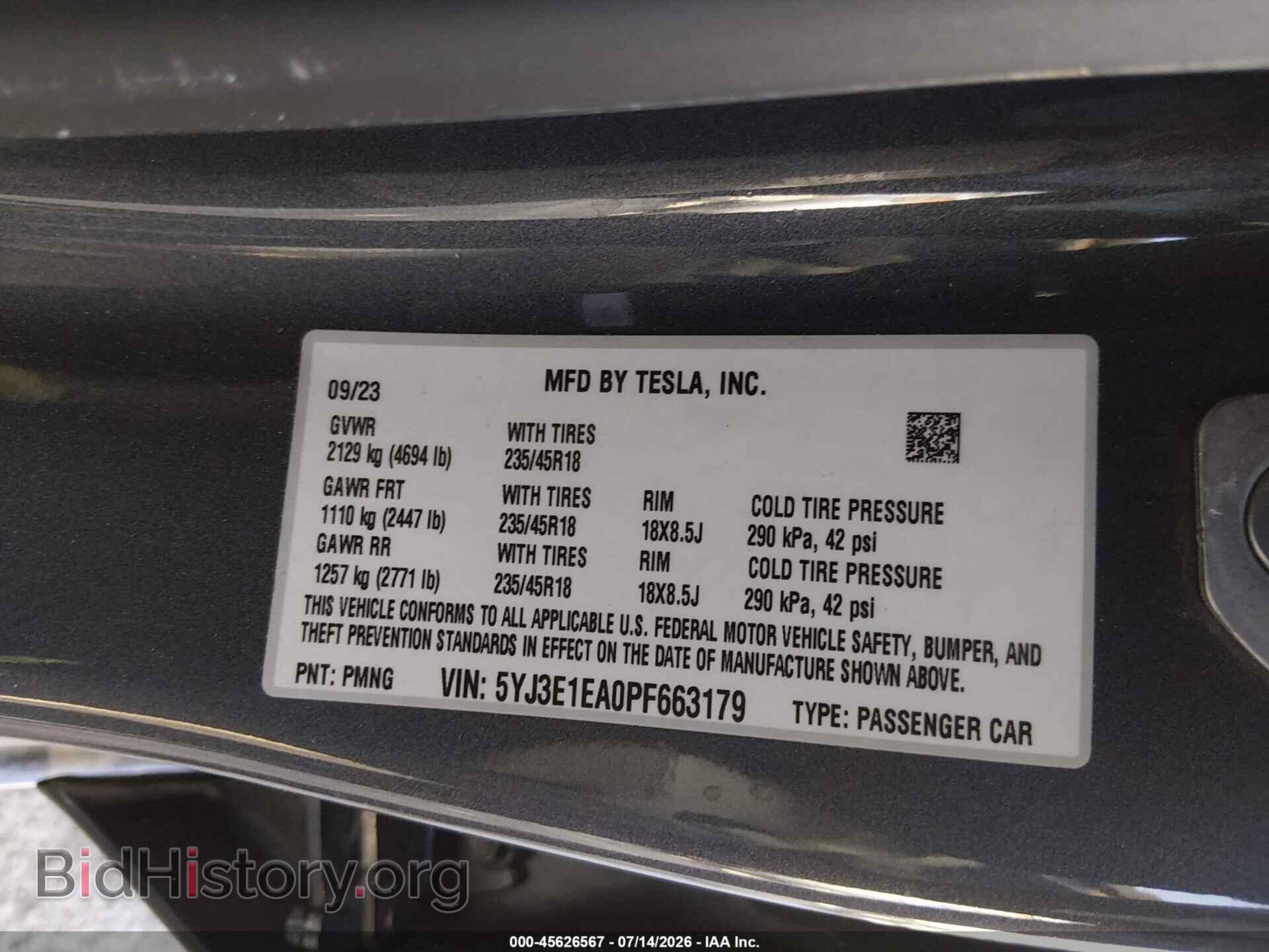 2023 TESLA MODEL 3 - VIN: 5YJ3E1EA0PF663179 - Photo 9