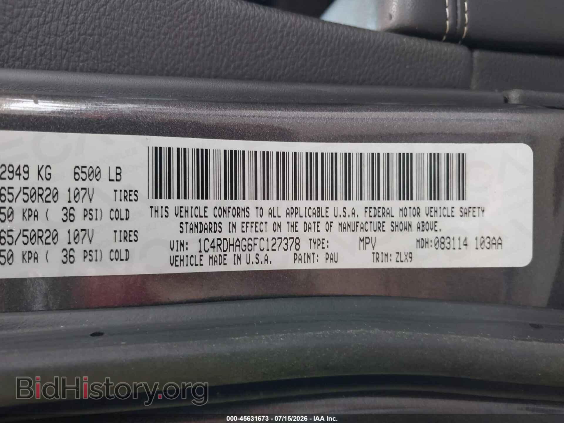 2015 DODGE DURANGO - VIN: 1C4RDHAG6FC127378 - Photo 9