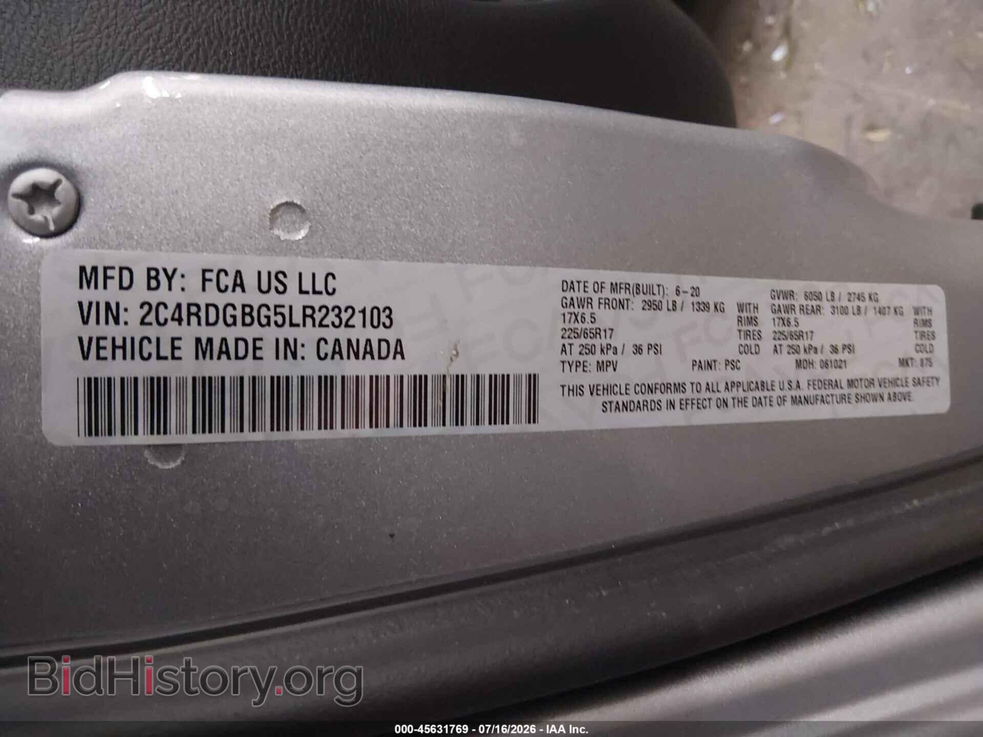 2020 DODGE GRAND CARAVAN - VIN: 2C4RDGBG5LR232103 - Photo 9