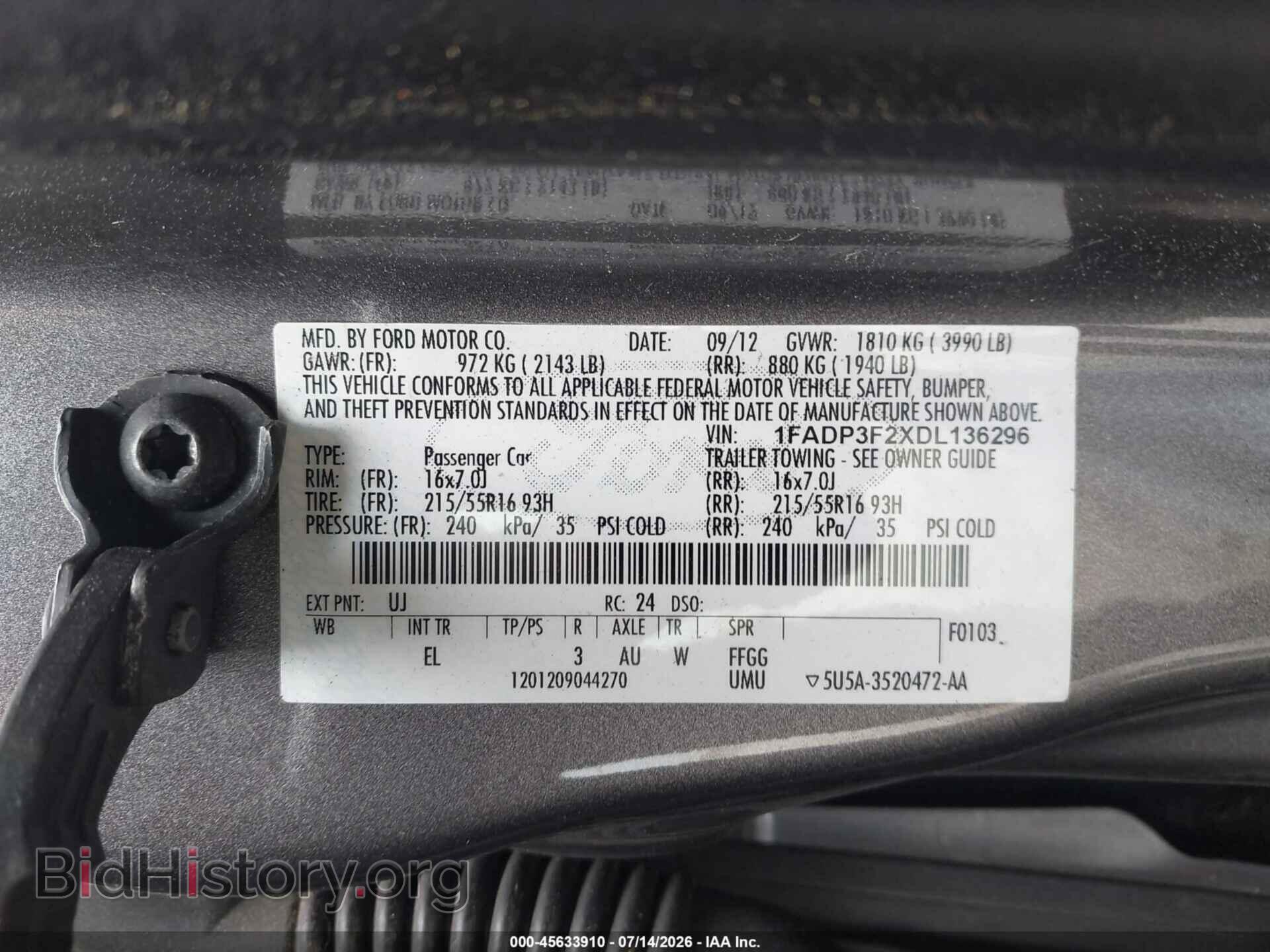 2013 FORD FOCUS - VIN: 1FADP3F2XDL136296 - Фото 9