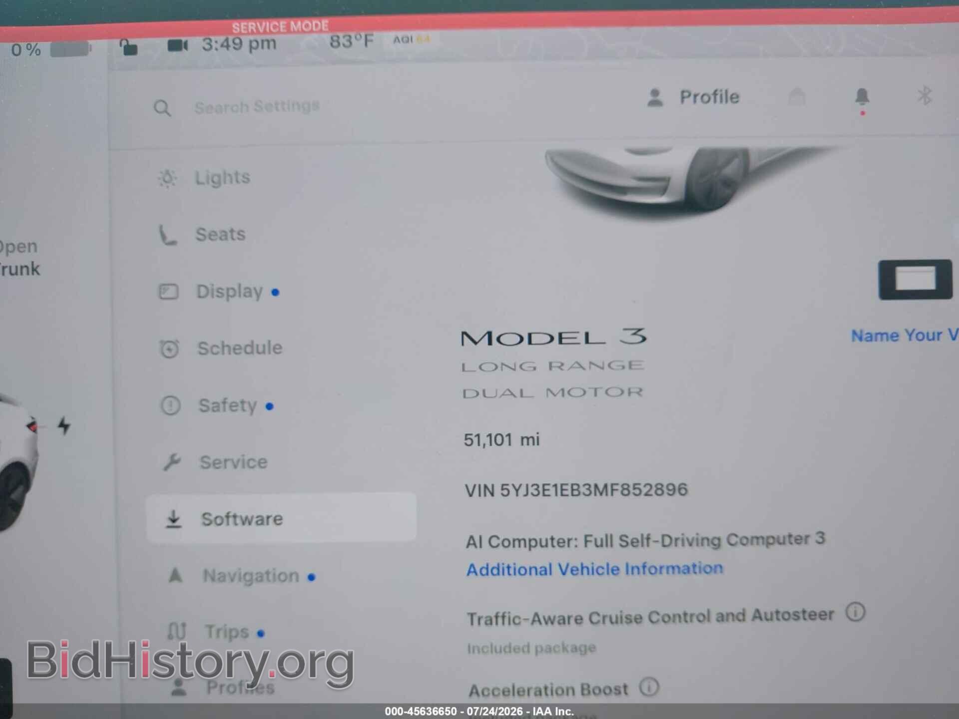 2021 TESLA MODEL 3 - VIN: 5YJ3E1EB3MF852896 - Photo 7