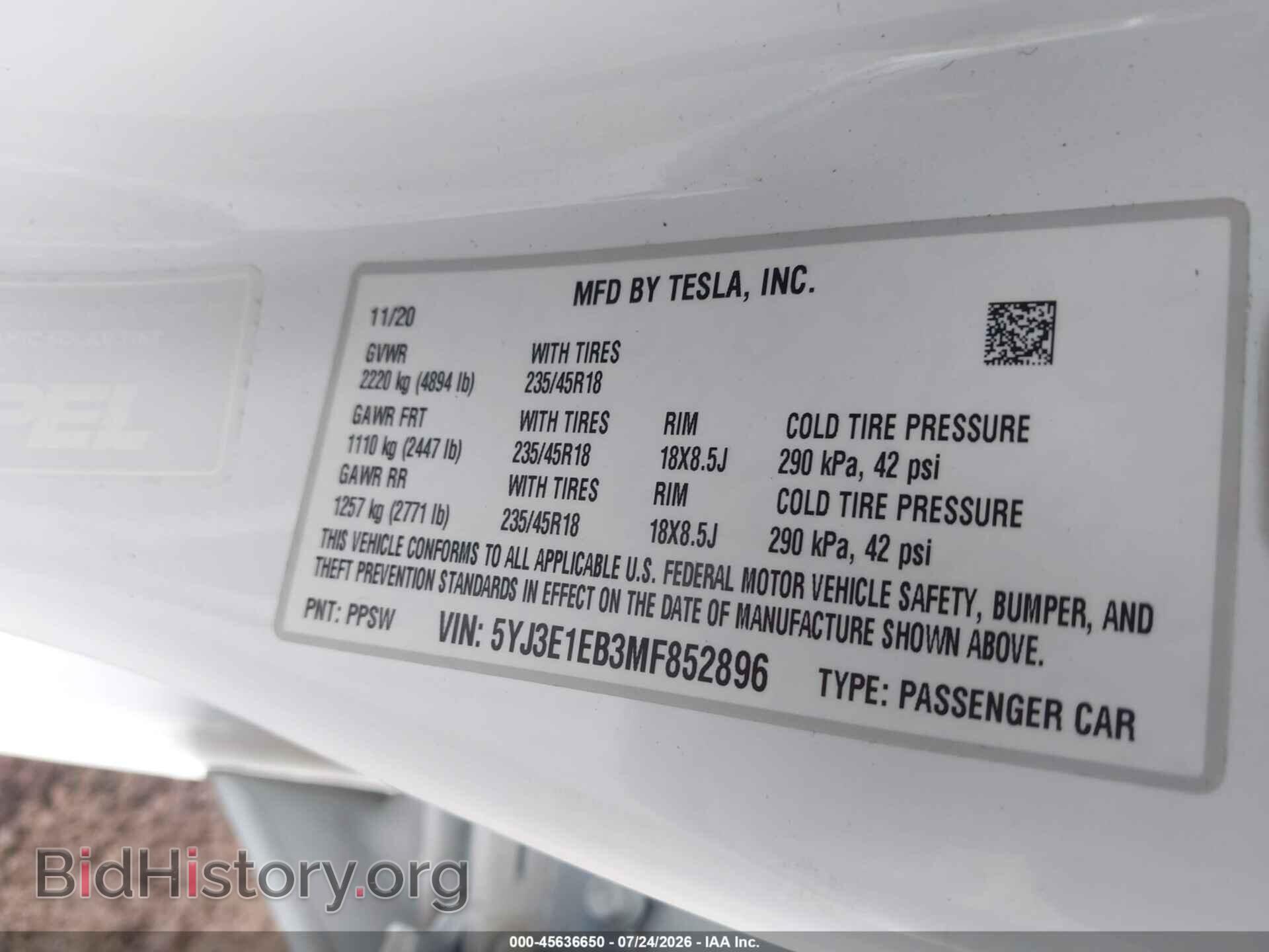 2021 TESLA MODEL 3 - VIN: 5YJ3E1EB3MF852896 - Photo 9