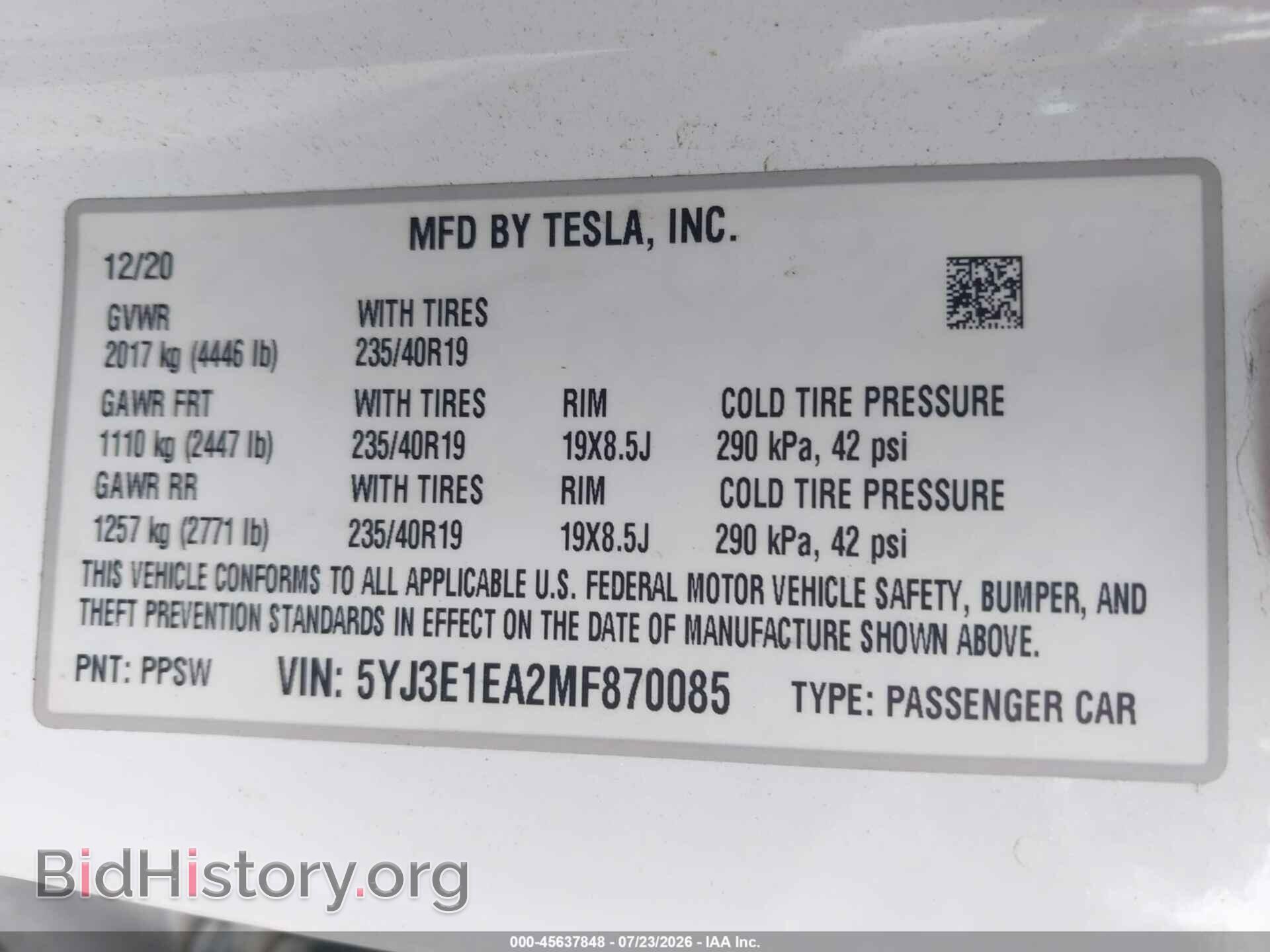 2021 TESLA MODEL 3 - VIN: 5YJ3E1EA2MF870085 - Photo 9