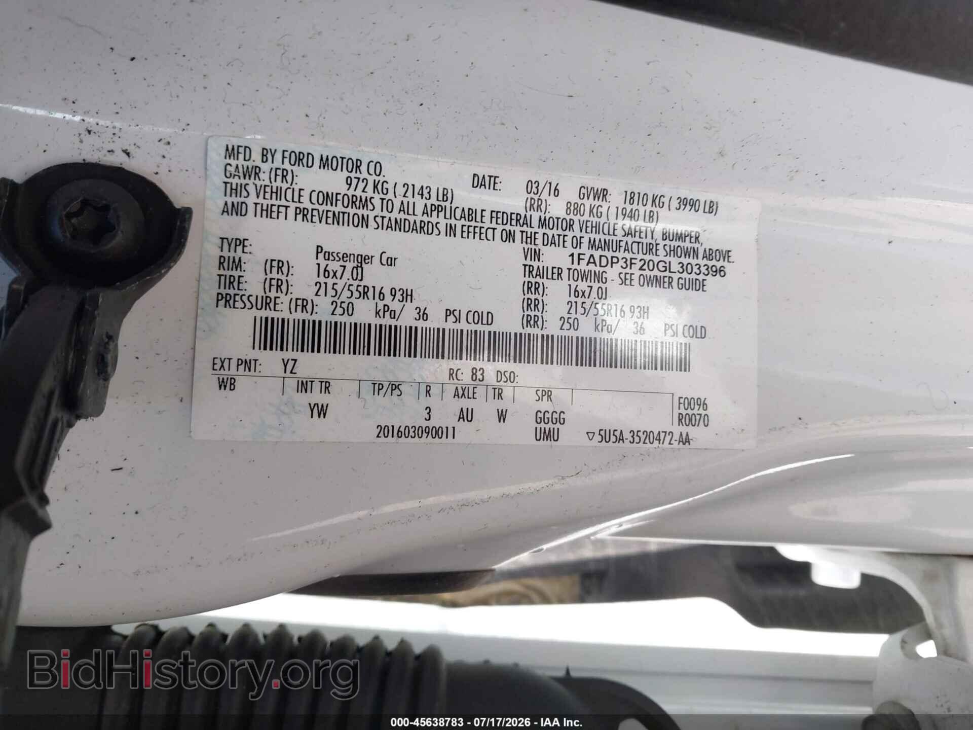 2016 FORD FOCUS - VIN: 1FADP3F20GL303396 - Фото 9