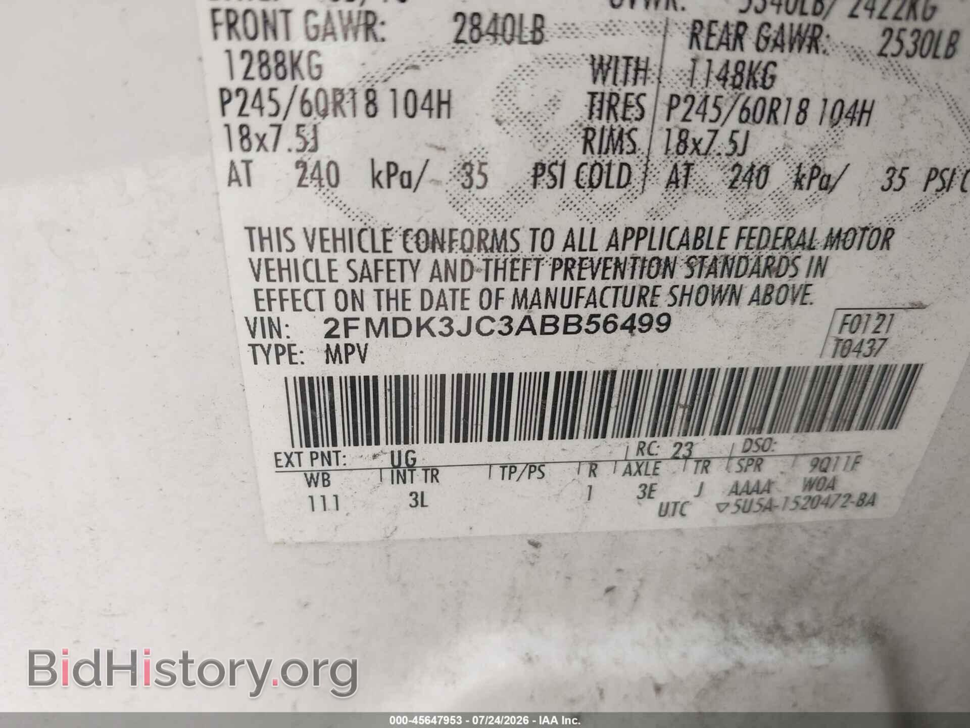 2010 FORD EDGE - VIN: 2FMDK3JC3ABB56499 - Photo 9