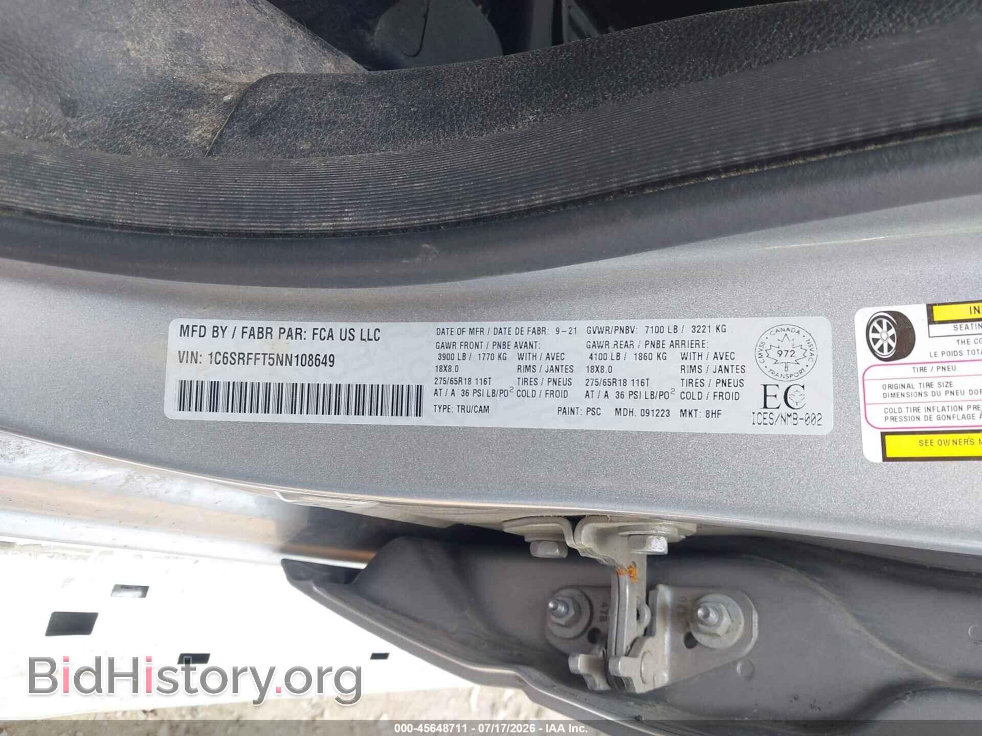2022 RAM 1500 - VIN: 1C6SRFFT5NN108649 - Photo 9