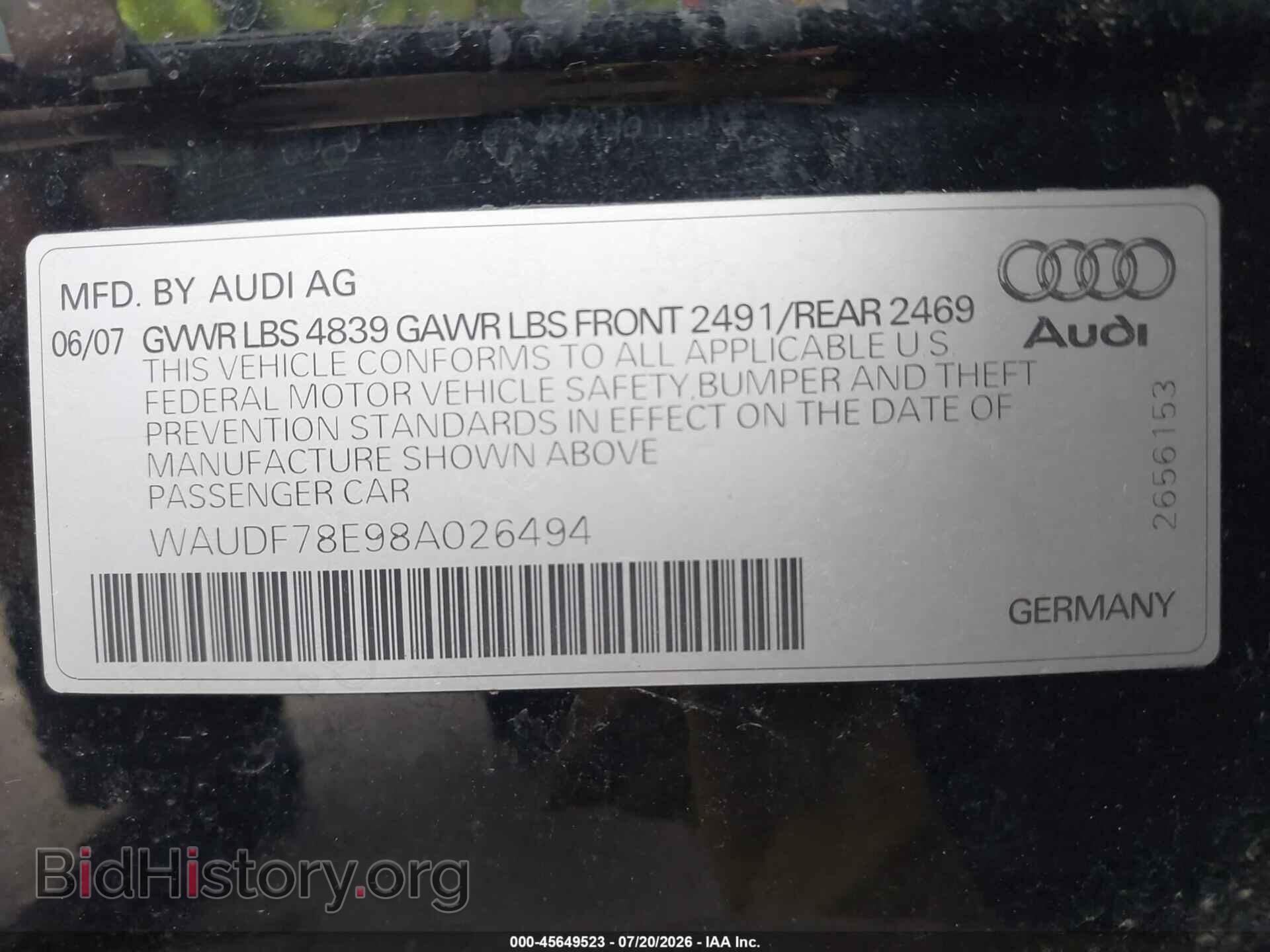 2008 AUDI A4 - VIN: WAUDF78E98A026494 - Photo 9
