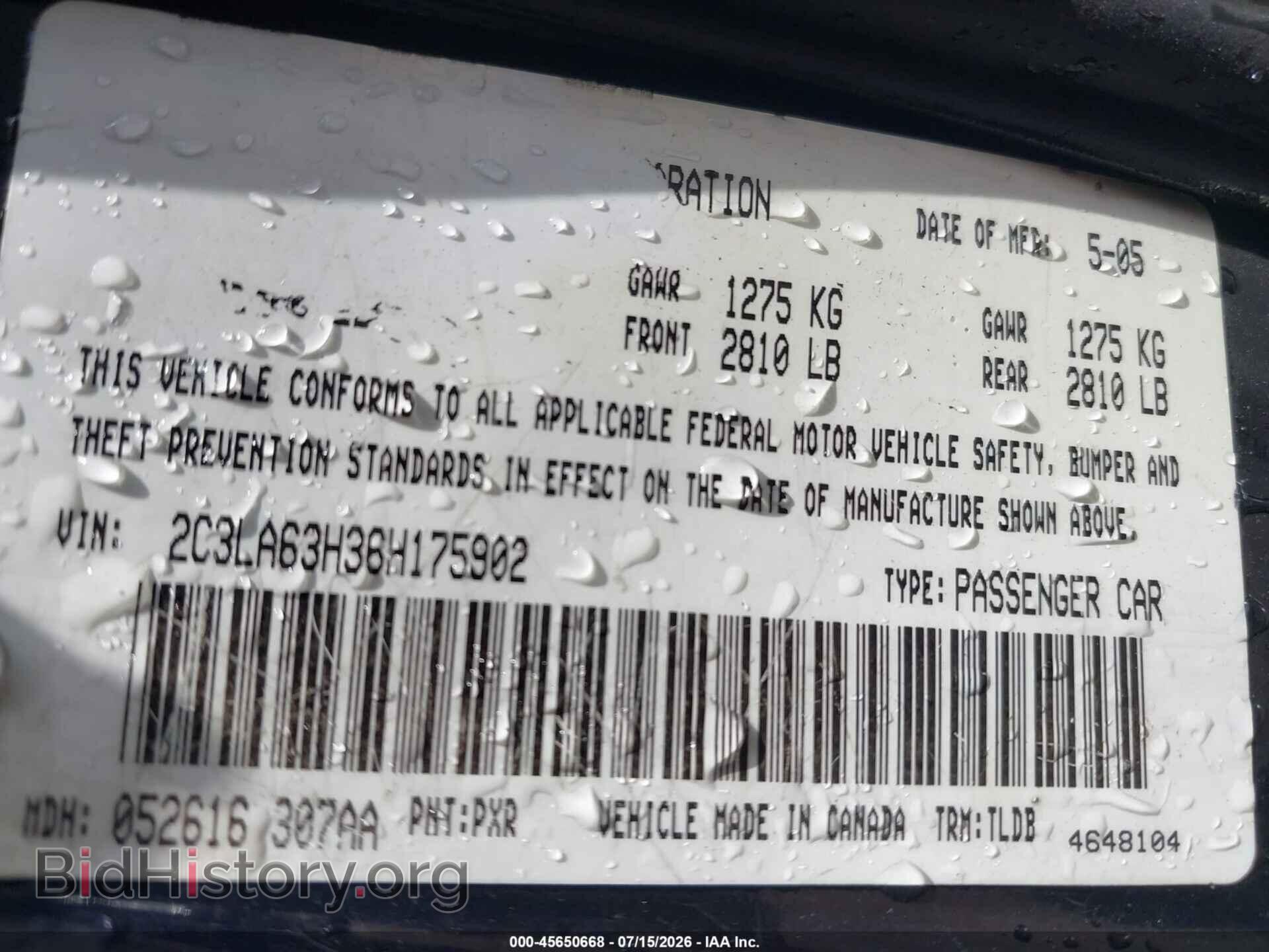 2006 CHRYSLER 300C - VIN: 2C3LA63H36H175902 - Photo 9