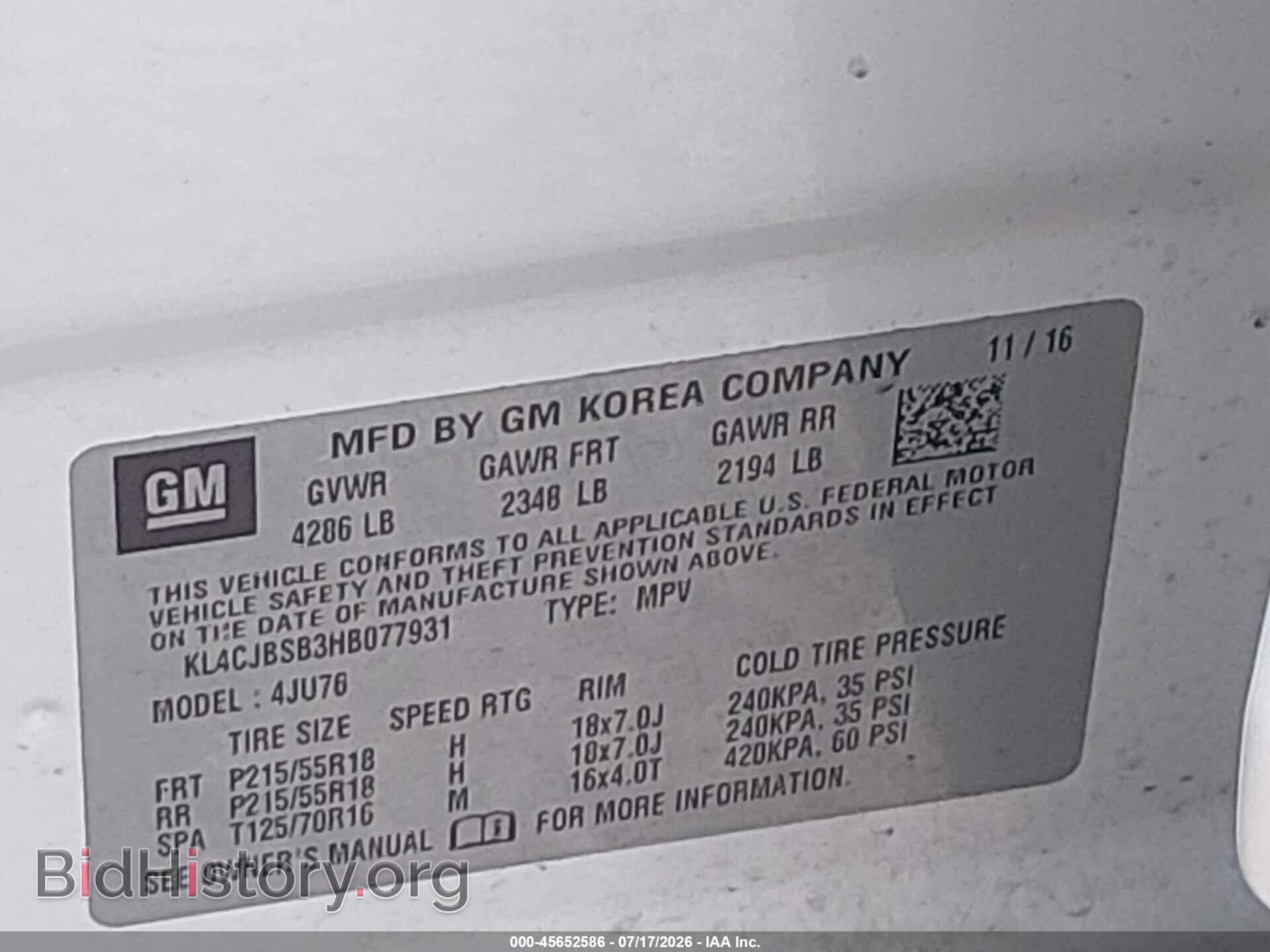 2017 BUICK ENCORE - VIN: KL4CJBSB3HB077931 - Photo 9