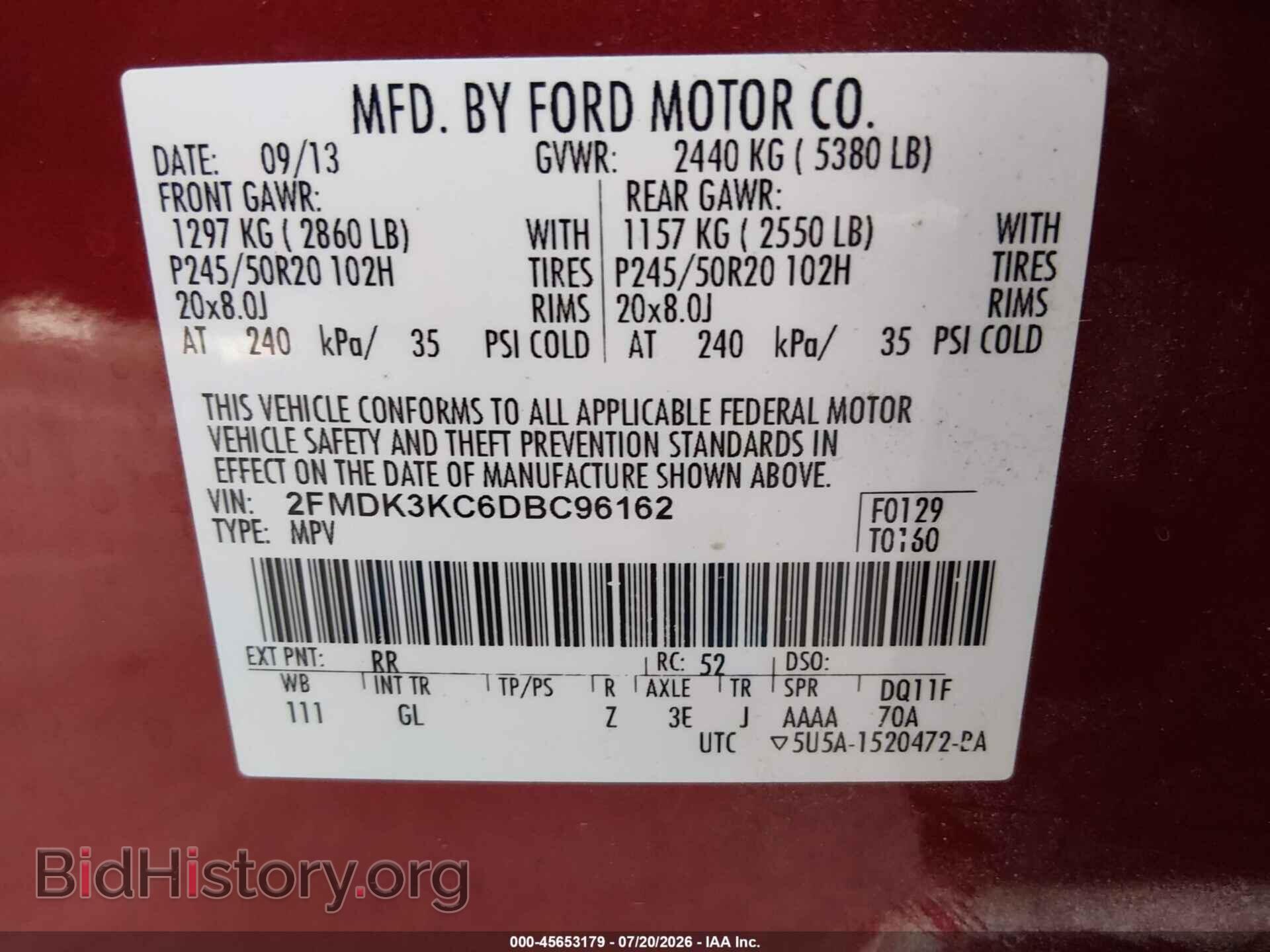 2013 FORD EDGE - VIN: 2FMDK3KC6DBC96162 - Фото 9