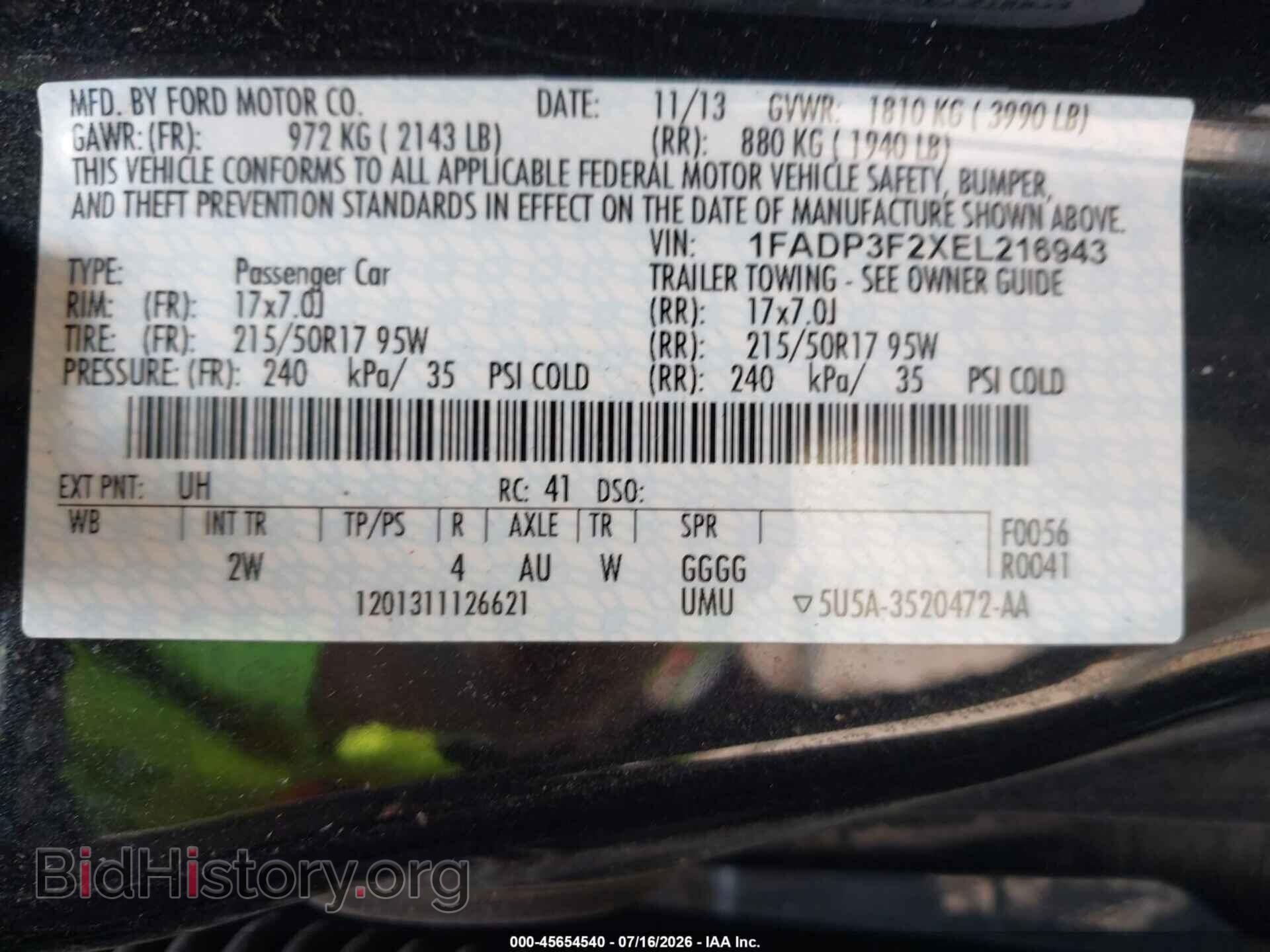 2014 FORD FOCUS - VIN: 1FADP3F2XEL216943 - Фото 9