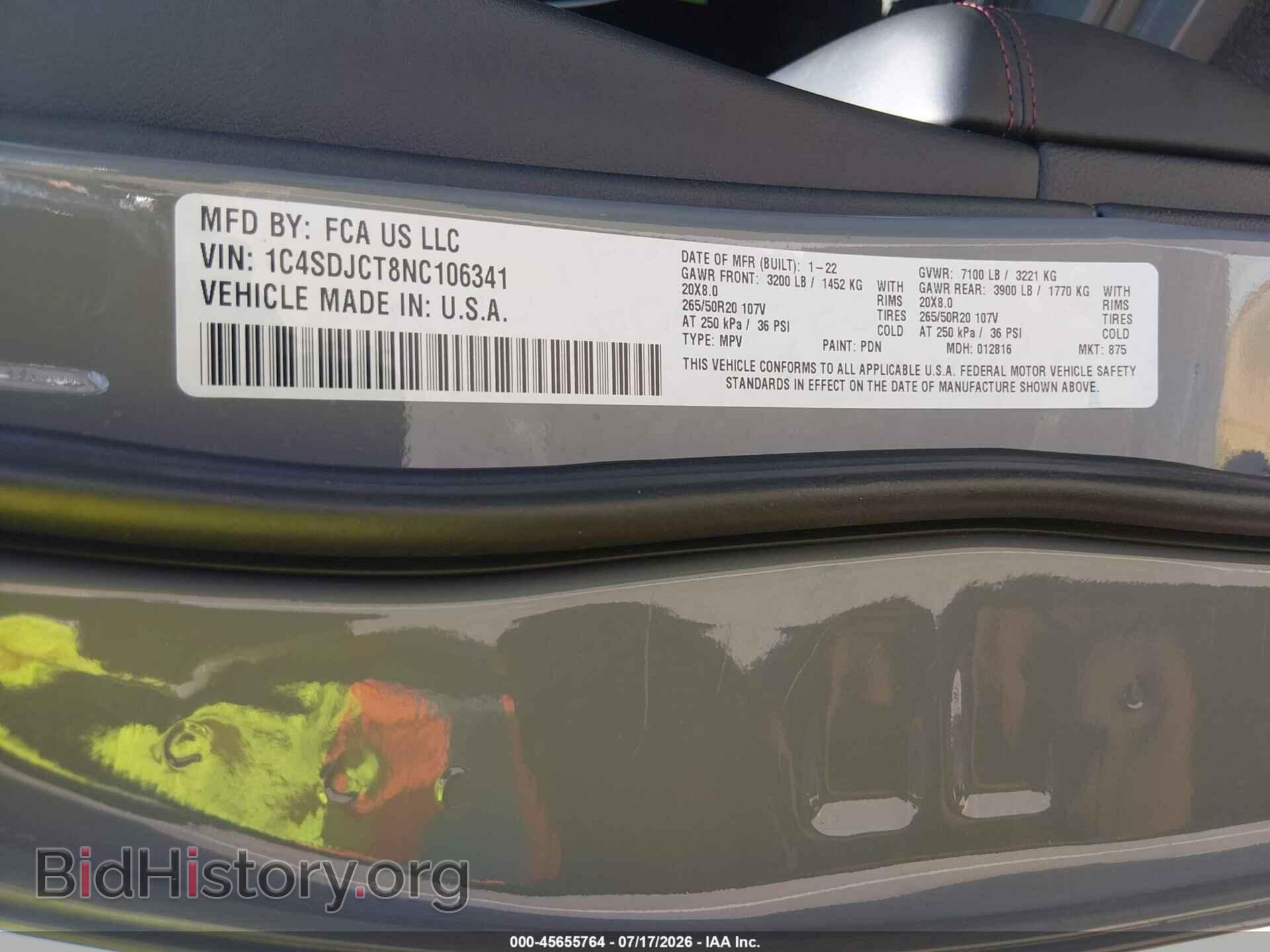 2022 DODGE DURANGO - VIN: 1C4SDJCT8NC106341 - Photo 9