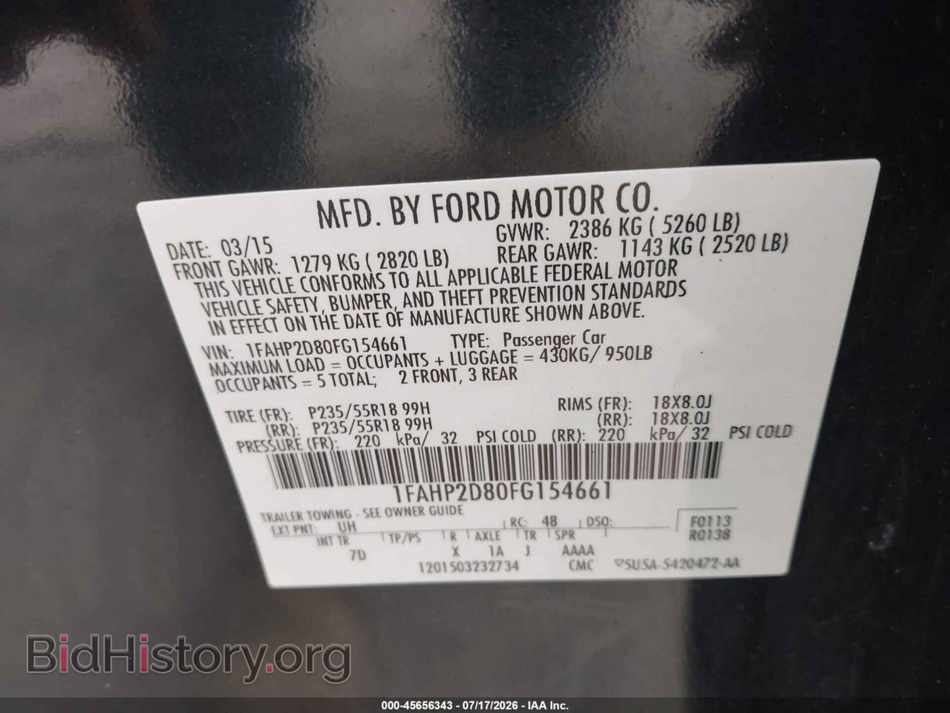 2015 FORD TAURUS - VIN: 1FAHP2D80FG154661 - Photo 9