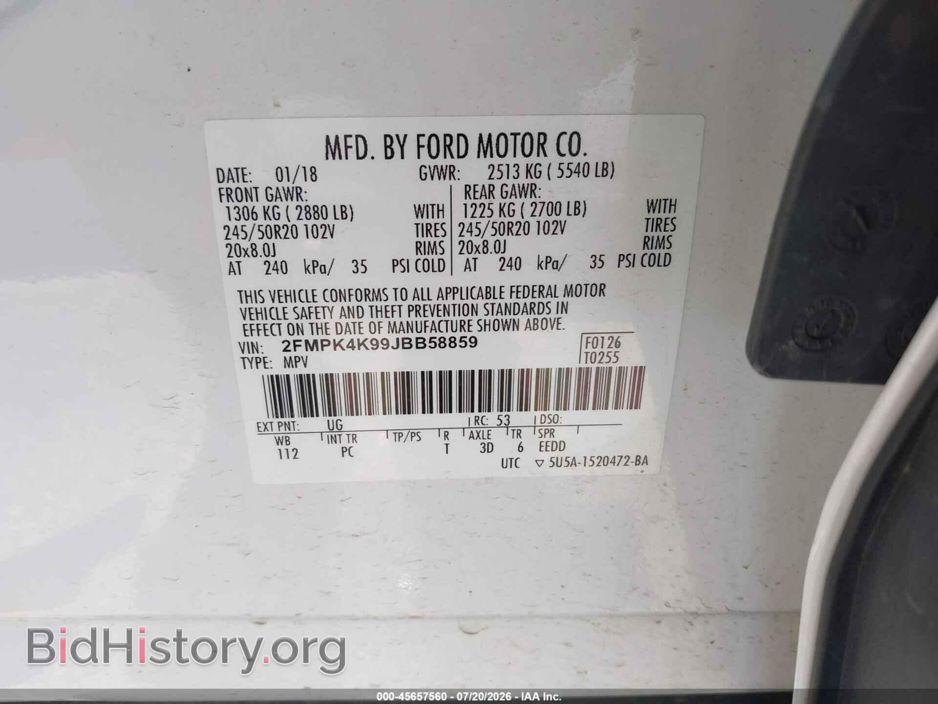 2018 FORD EDGE - VIN: 2FMPK4K99JBB58859 - Photo 9
