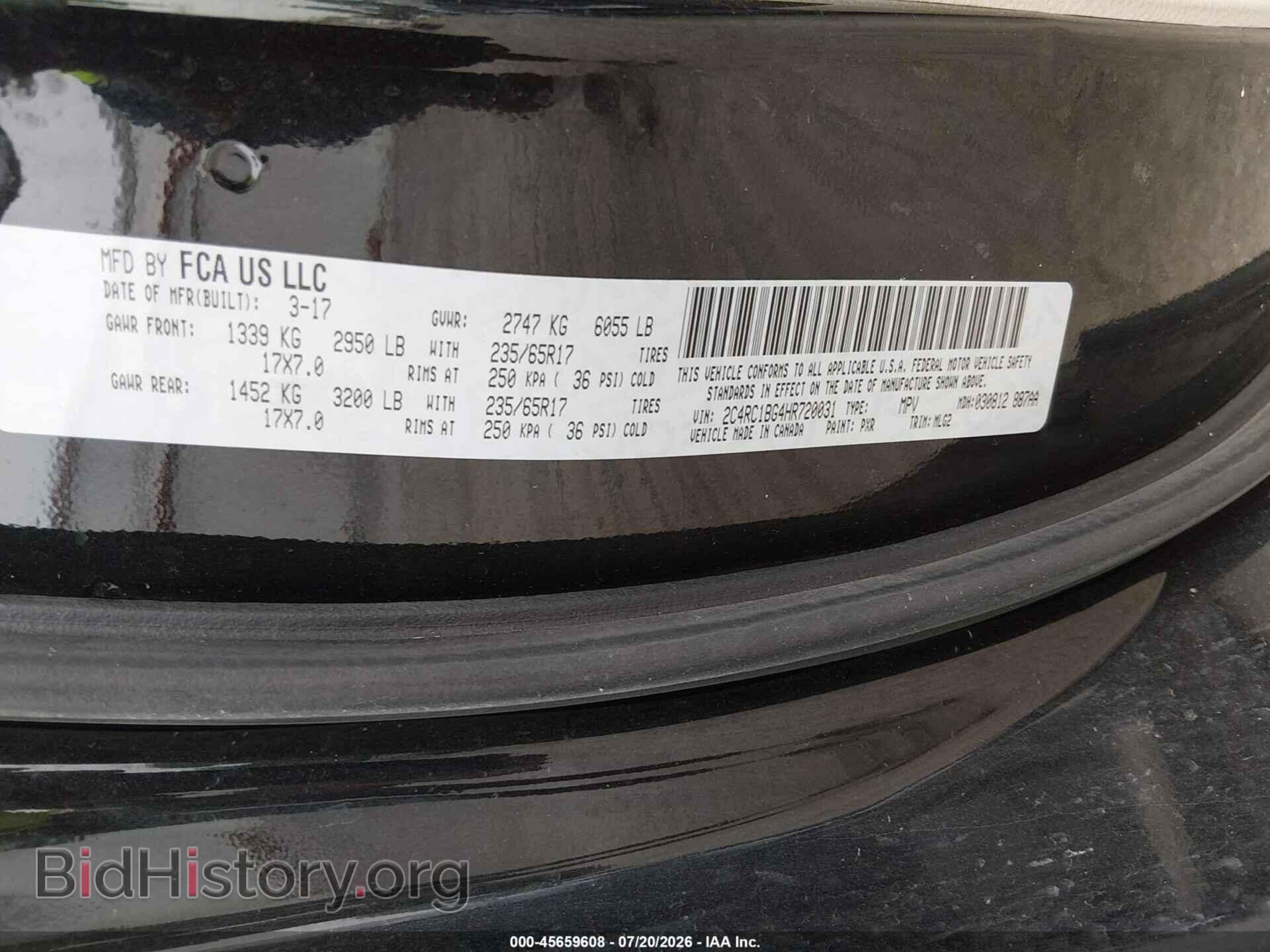2017 CHRYSLER PACIFICA - VIN: 2C4RC1BG4HR720031 - Фото 9