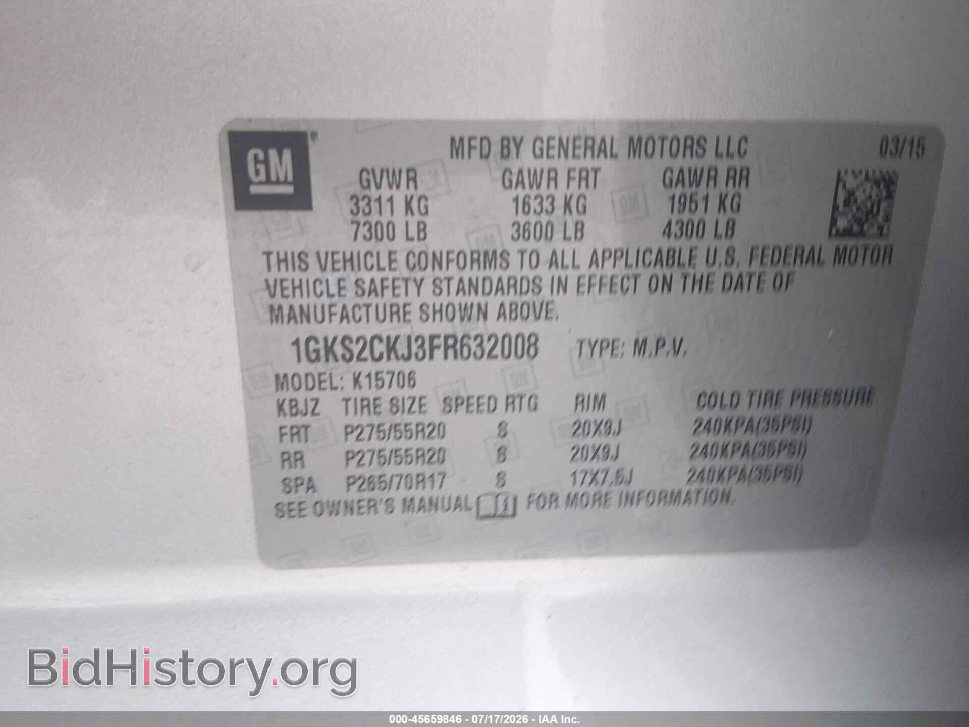 2015 GMC YUKON - VIN: 1GKS2CKJ3FR632008 - Photo 9