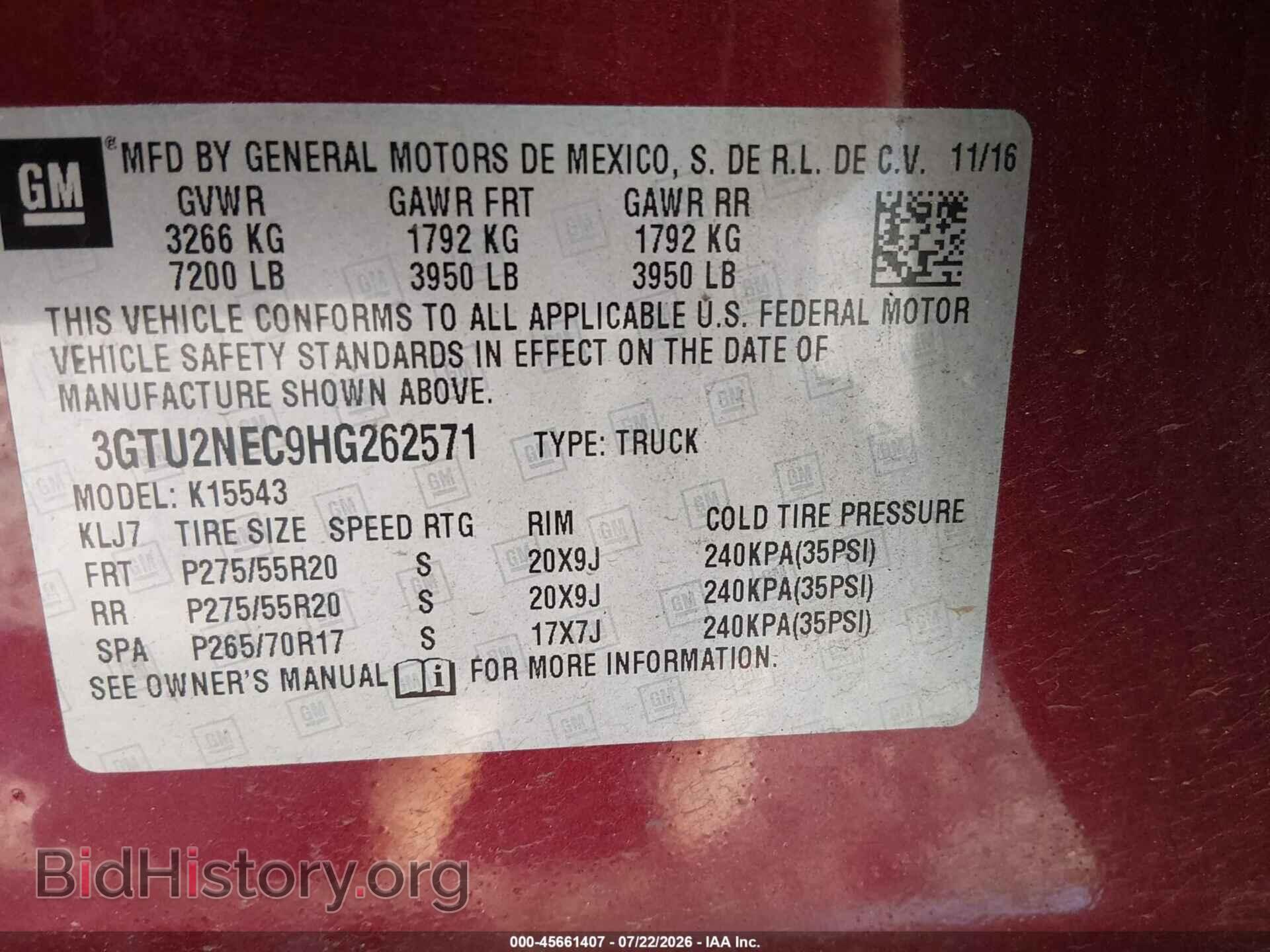 2017 GMC SIERRA 1500 - VIN: 3GTU2NEC9HG262571 - Фото 9
