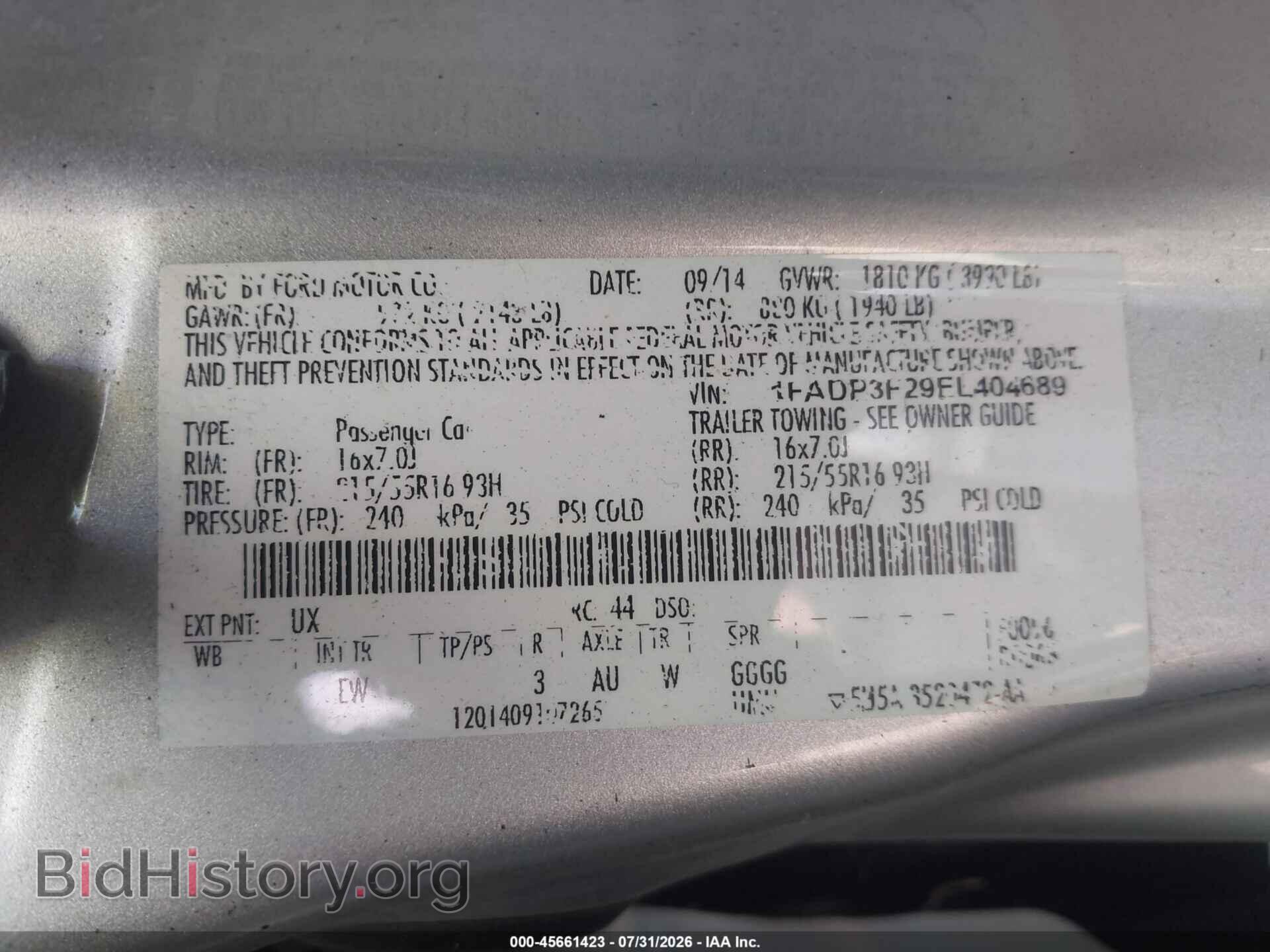 2014 FORD FOCUS - VIN: 1FADP3F29EL404689 - Photo 9
