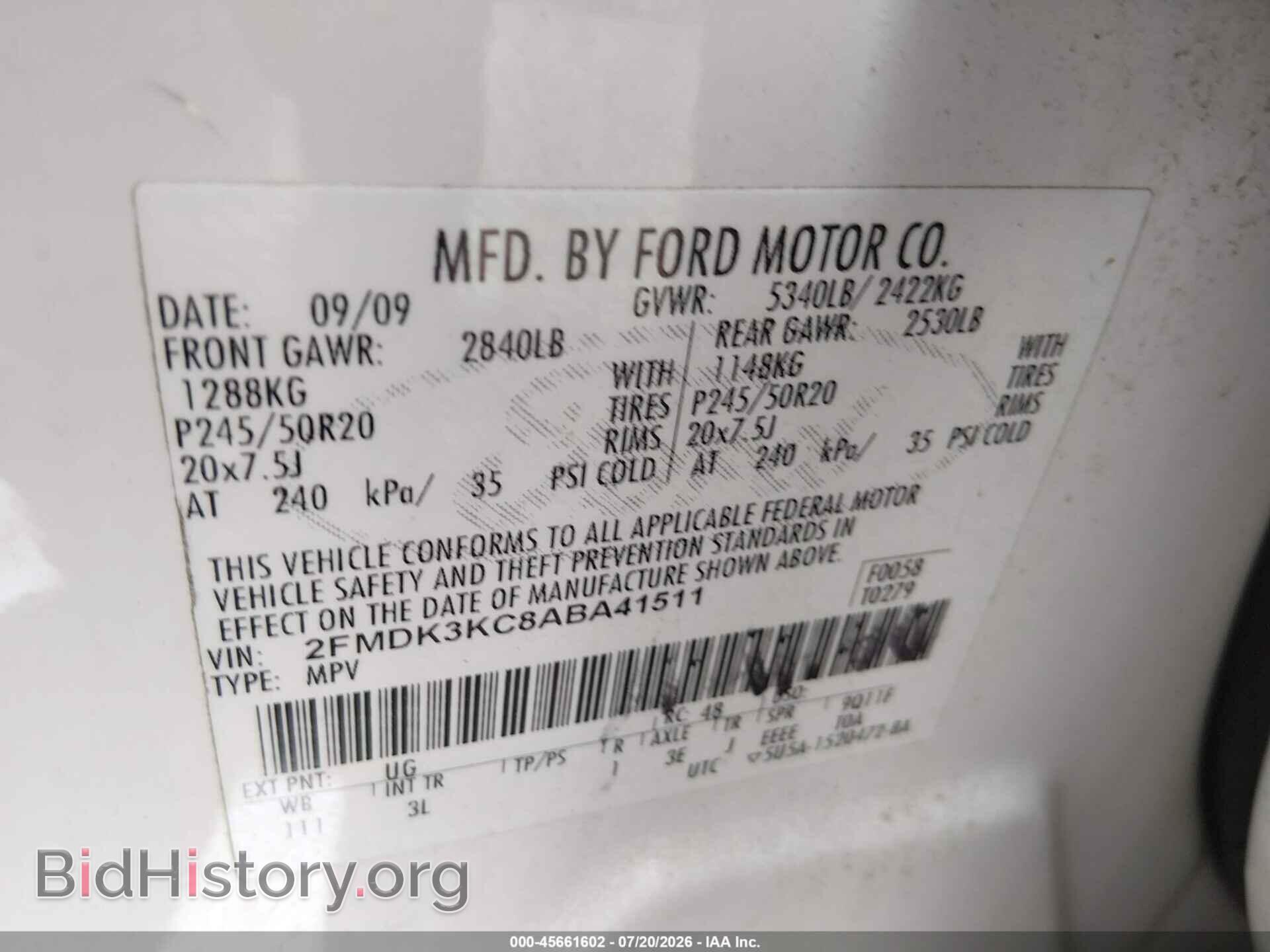2010 FORD EDGE - VIN: 2FMDK3KC8ABA41511 - Photo 9