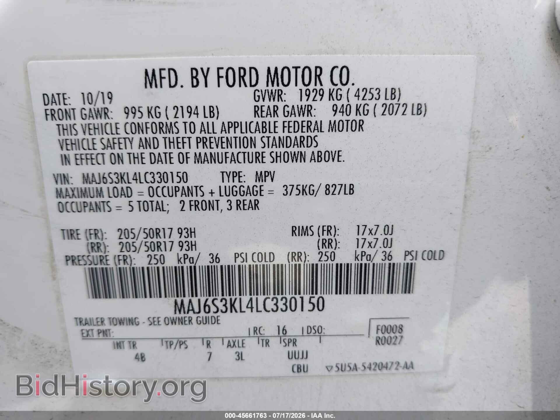 2020 FORD ECOSPORT - VIN: MAJ6S3KL4LC330150 - Photo 9