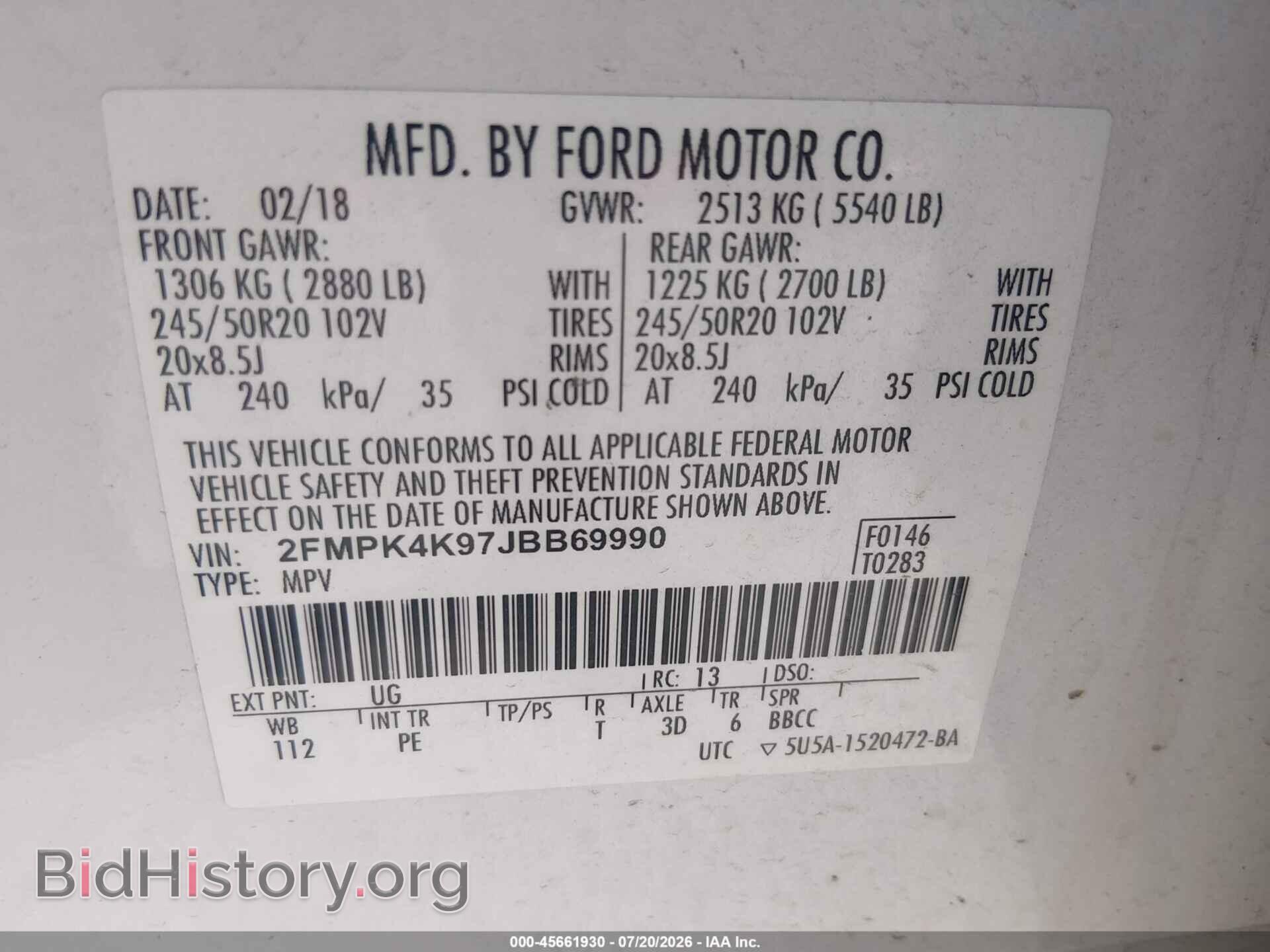 2018 FORD EDGE - VIN: 2FMPK4K97JBB69990 - Photo 9