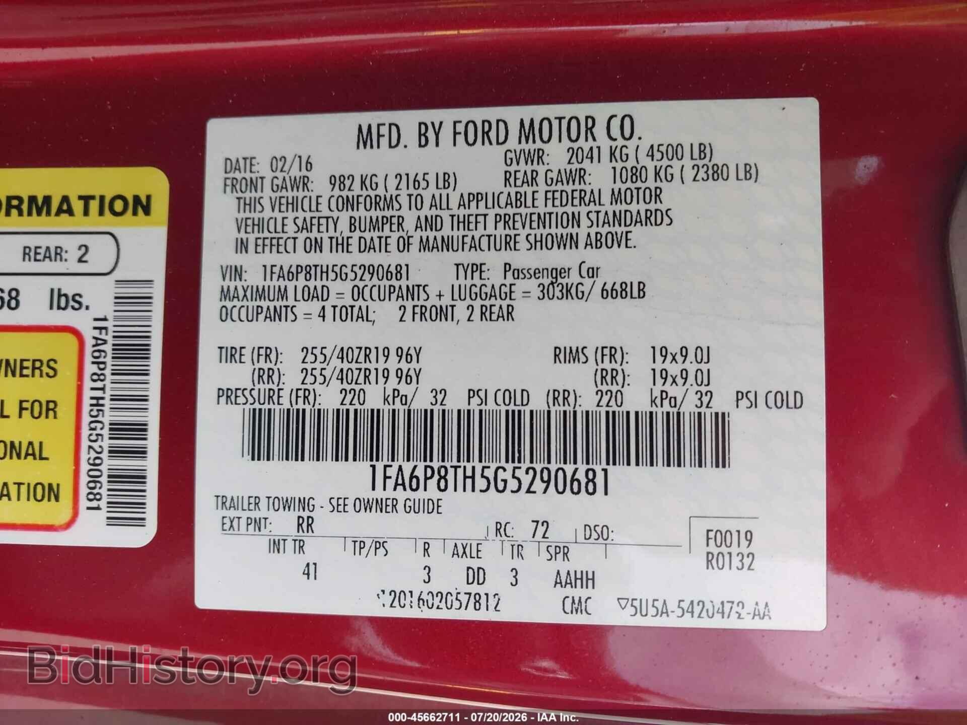 2016 FORD MUSTANG - VIN: 1FA6P8TH5G5290681 - Фото 9