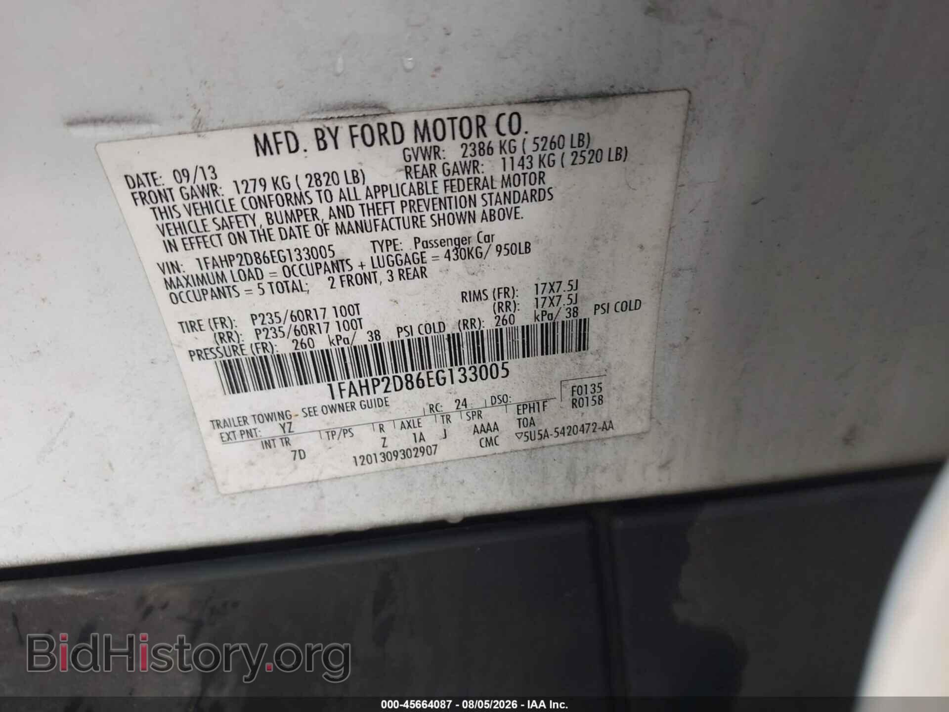 2014 FORD TAURUS - VIN: 1FAHP2D86EG133005 - Photo 9