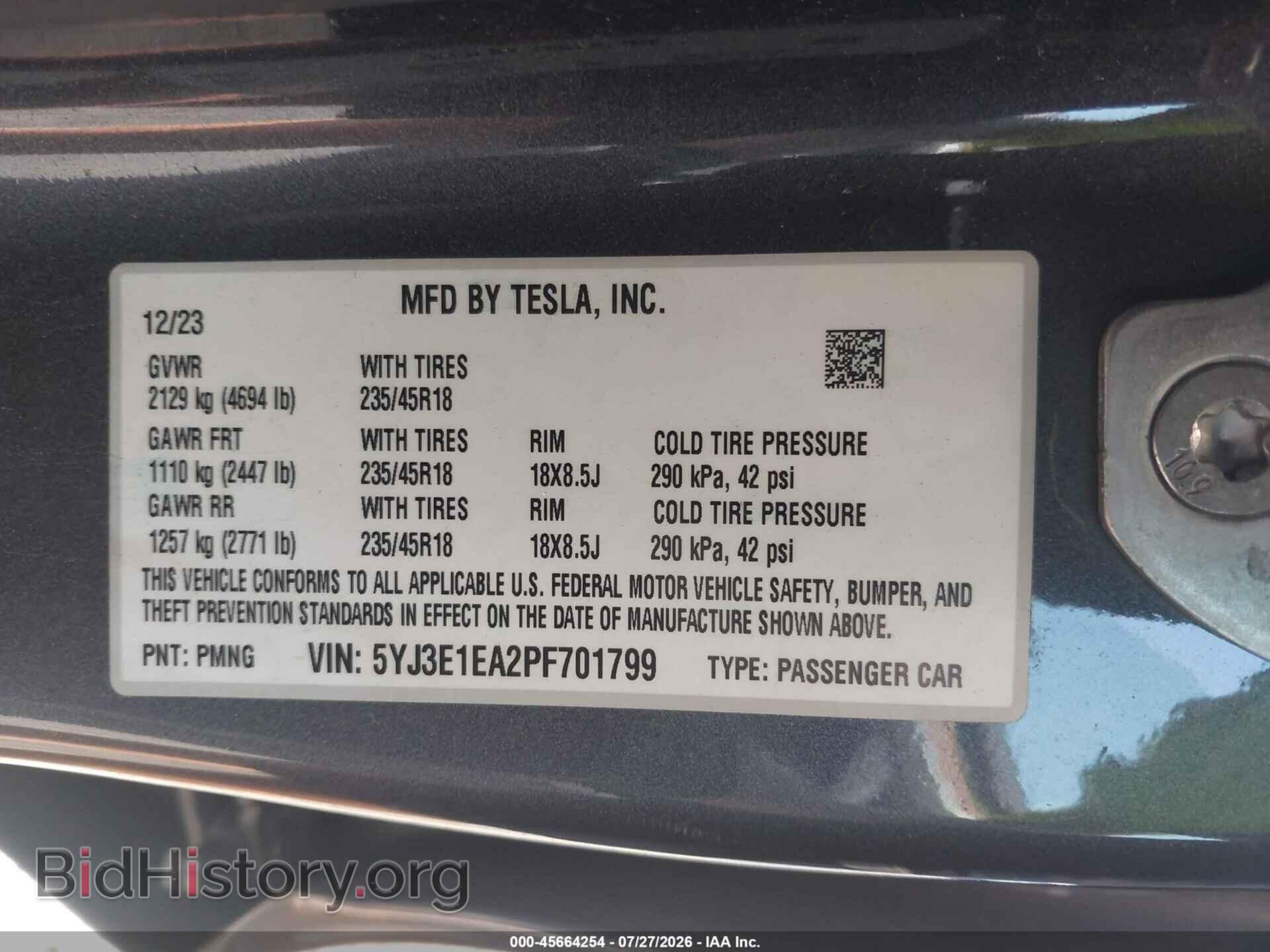2023 TESLA MODEL 3 - VIN: 5YJ3E1EA2PF701799 - Фото 9