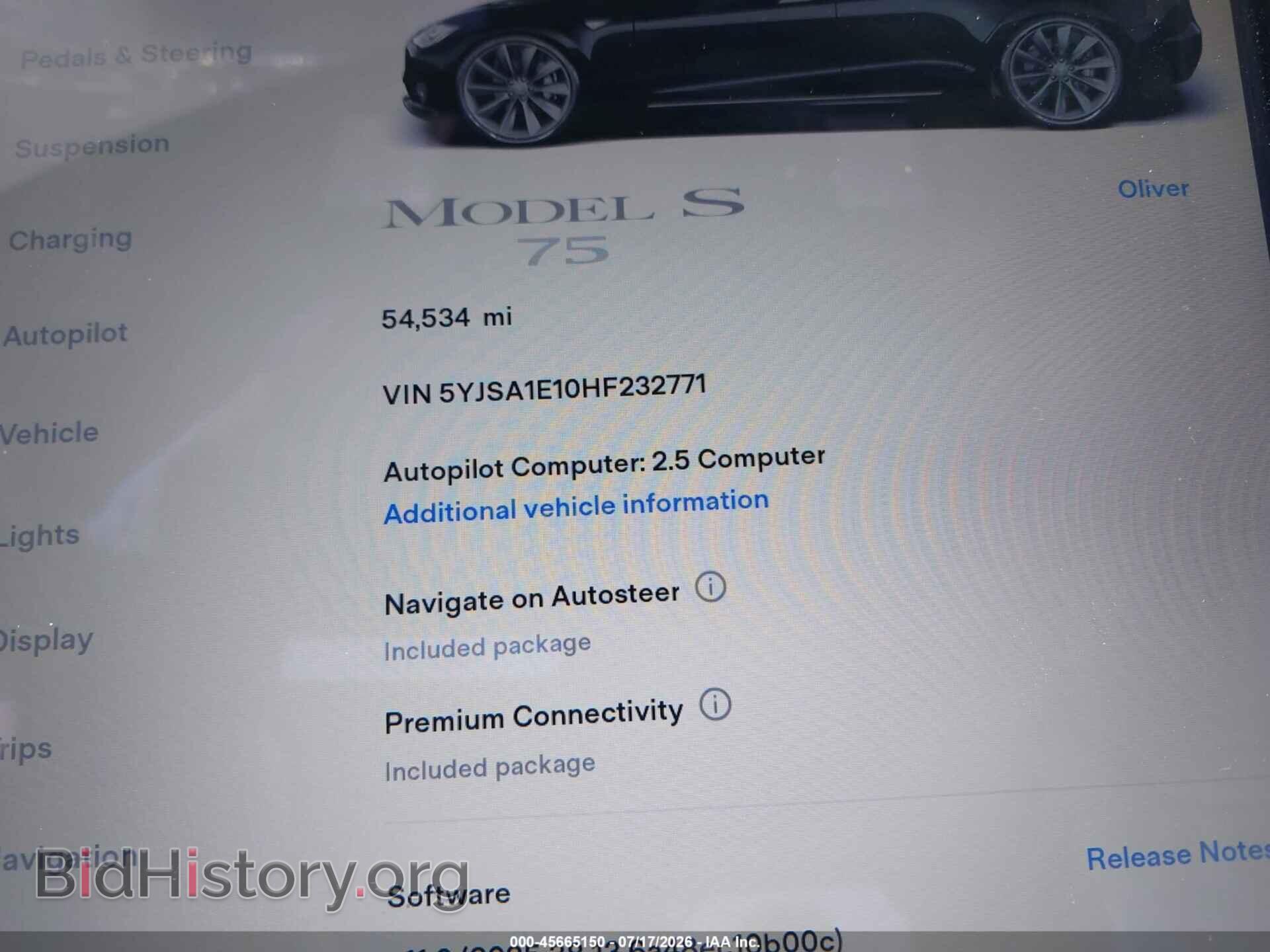 2017 TESLA MODEL S - VIN: 5YJSA1E10HF232771 - Photo 7