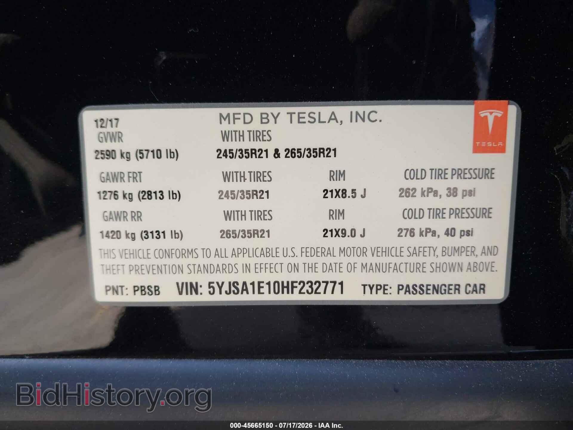 2017 TESLA MODEL S - VIN: 5YJSA1E10HF232771 - Photo 9