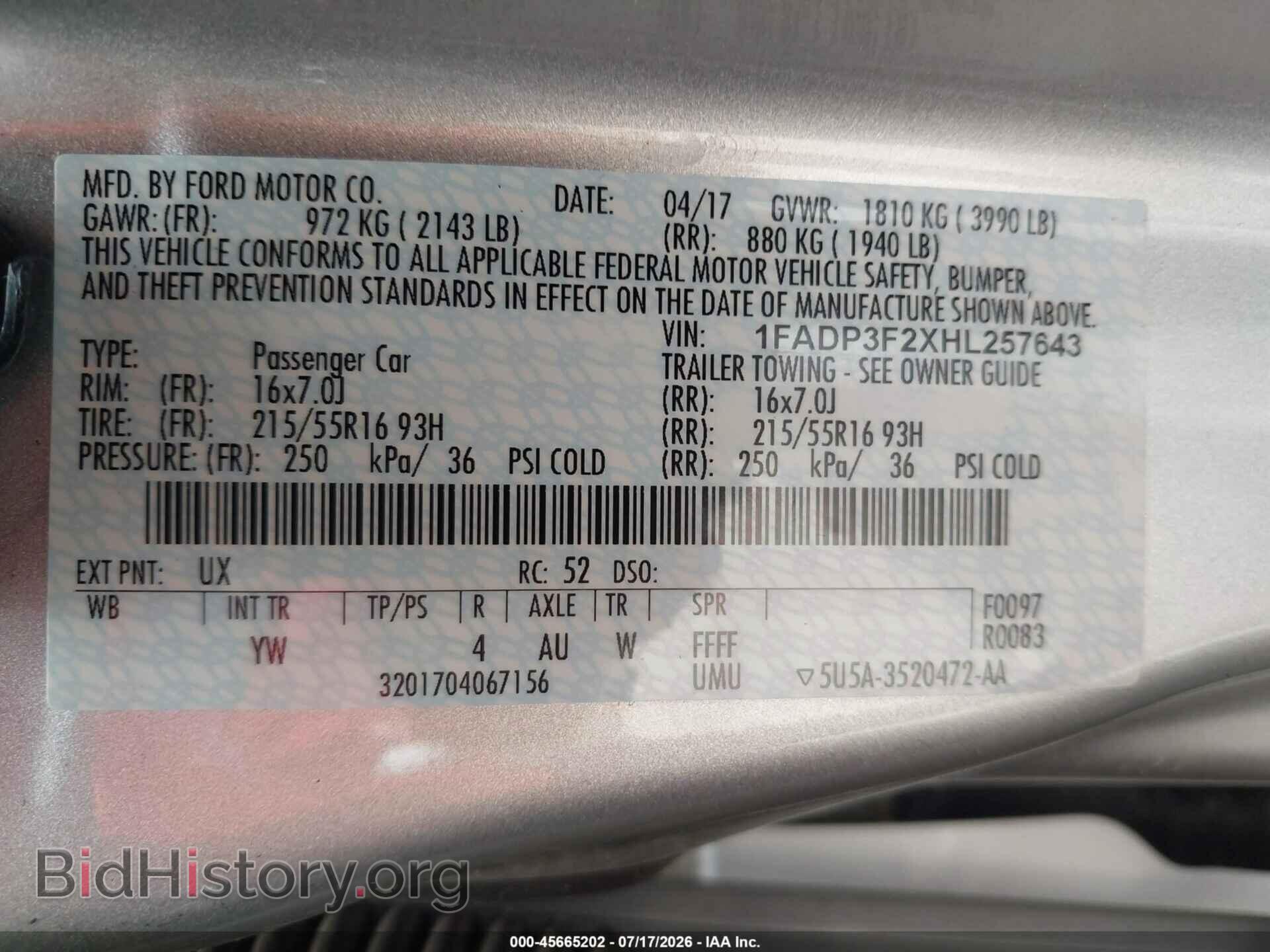 2017 FORD FOCUS - VIN: 1FADP3F2XHL257643 - Photo 9