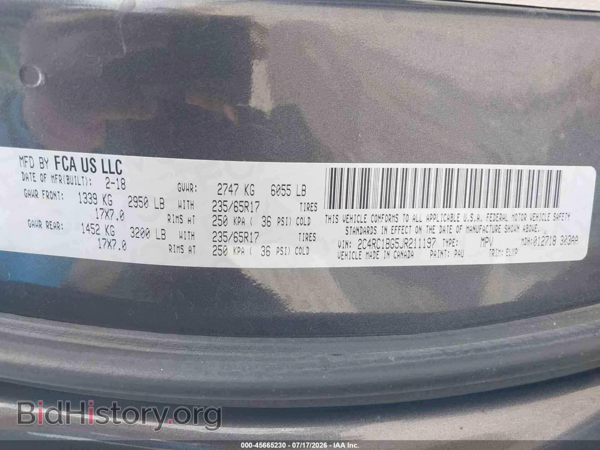 2018 CHRYSLER PACIFICA - VIN: 2C4RC1BG5JR211197 - Photo 9