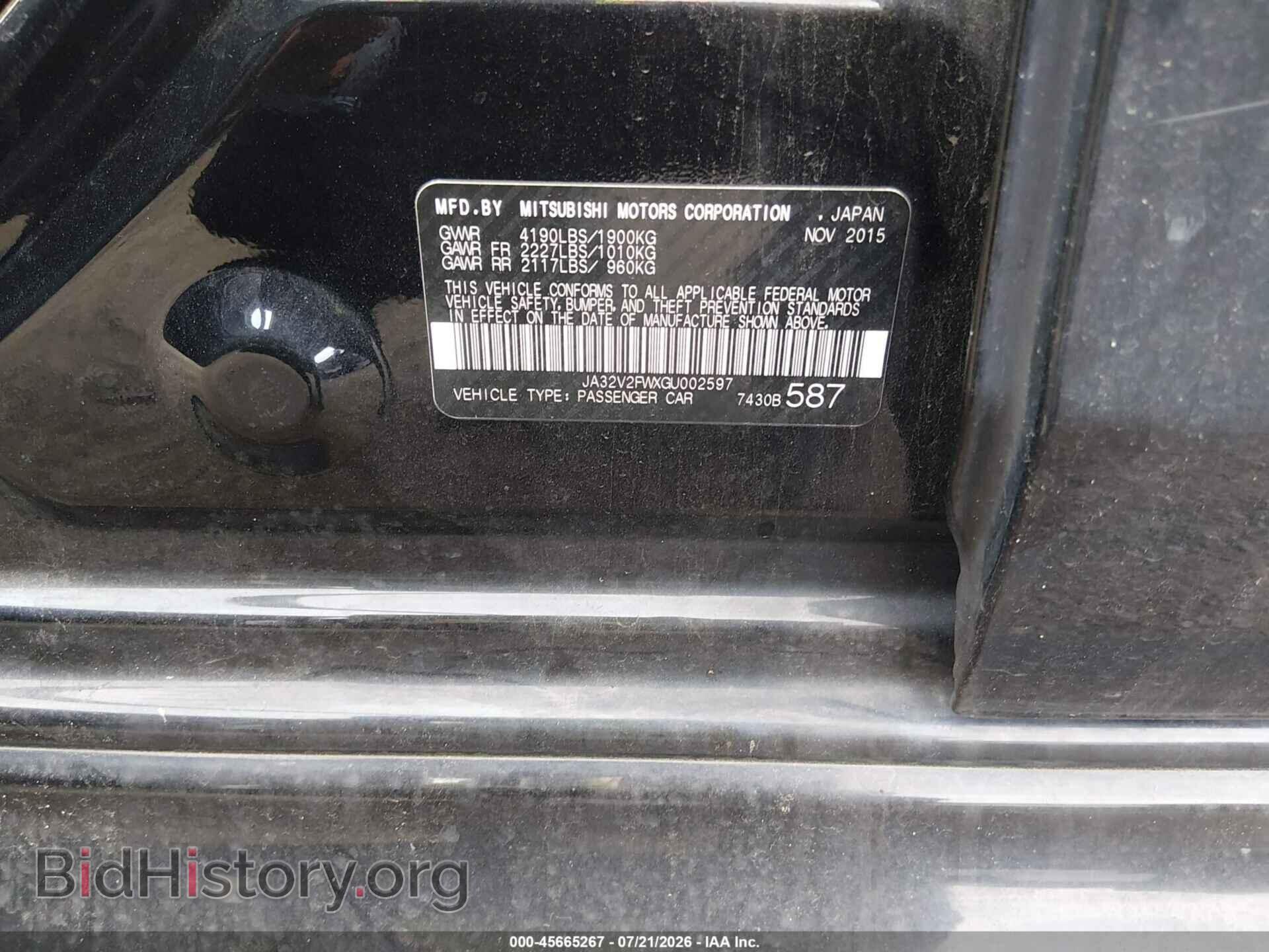 2016 MITSUBISHI LANCER - VIN: JA32V2FWXGU002597 - Photo 9