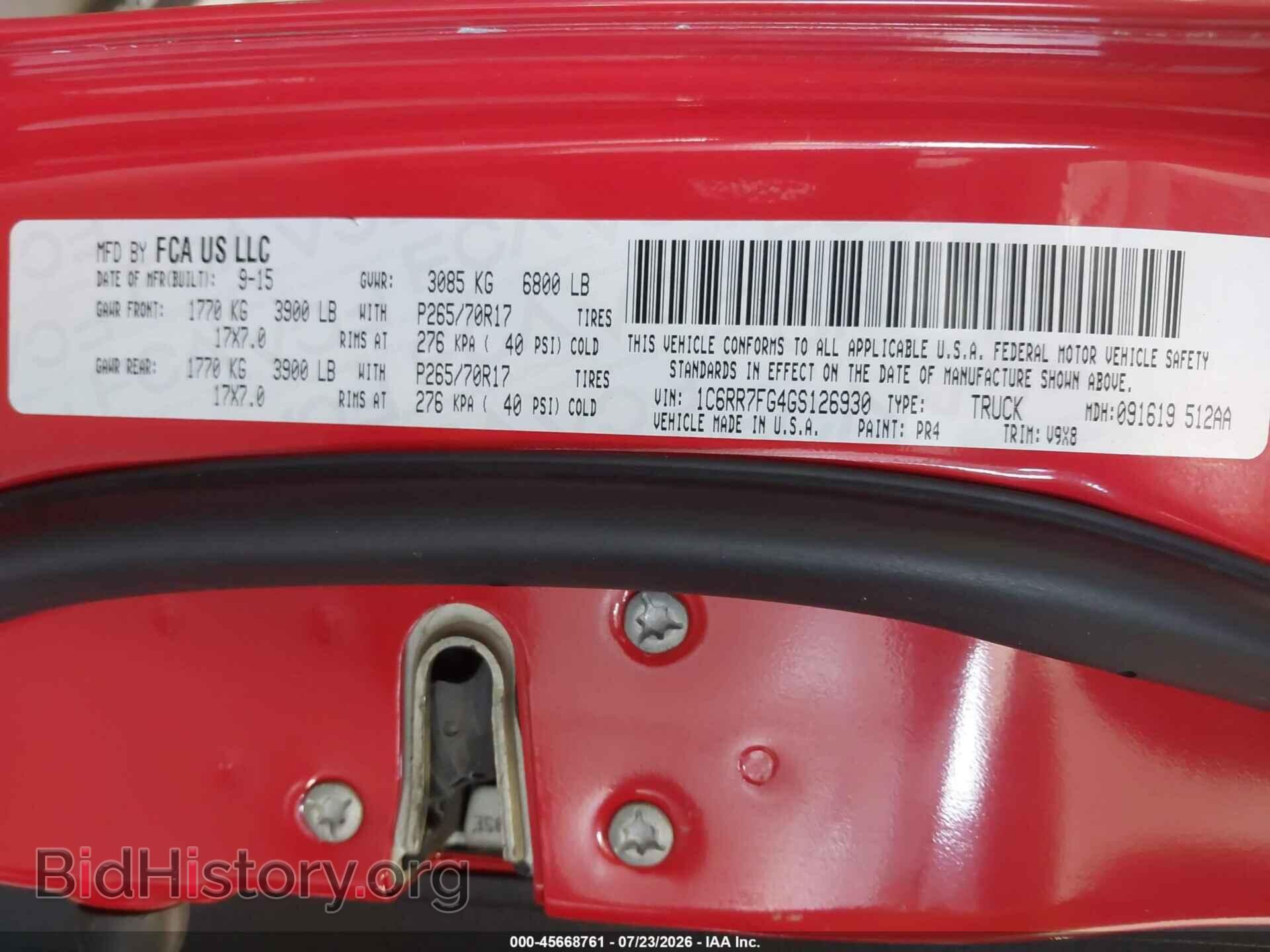 2016 RAM 1500 - VIN: 1C6RR7FG4GS126930 - Фото 9