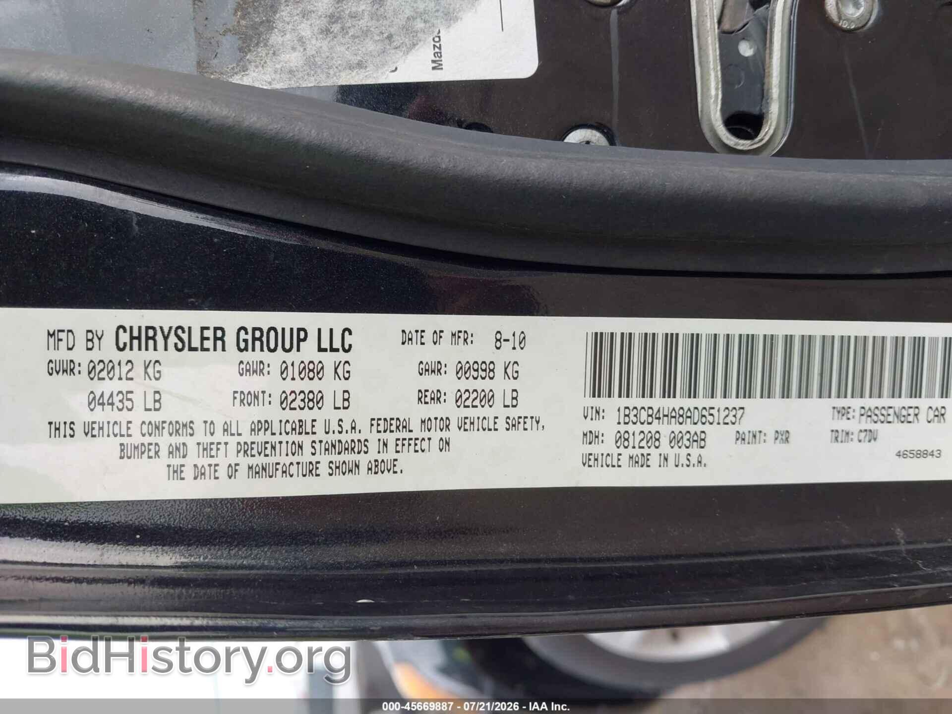 2010 DODGE CALIBER - VIN: 1B3CB4HA8AD651237 - Photo 9