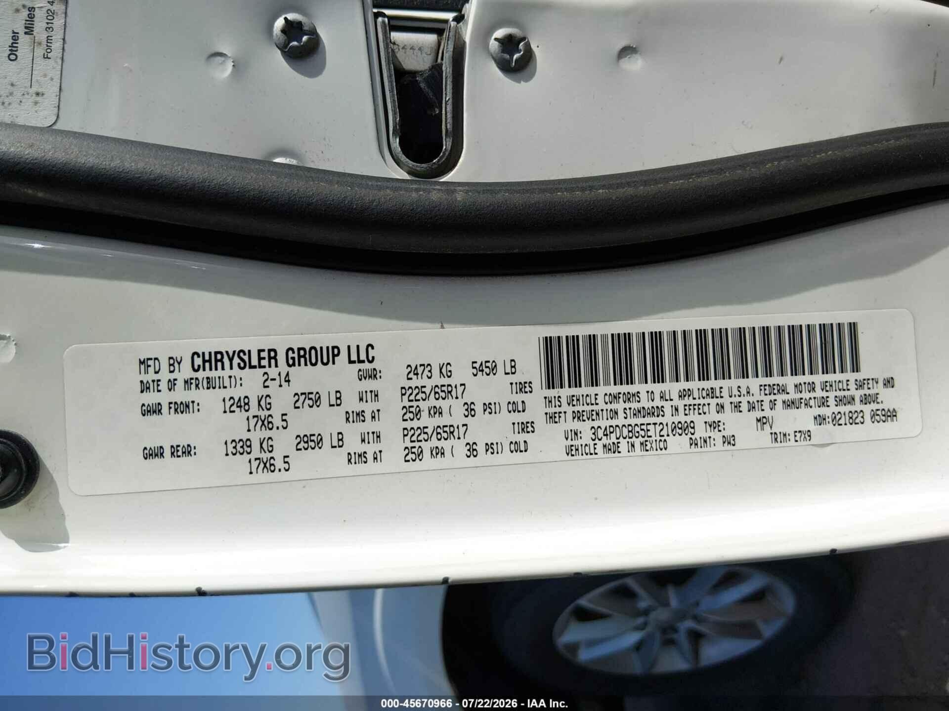 2014 DODGE JOURNEY - VIN: 3C4PDCBG5ET210909 - Фото 9