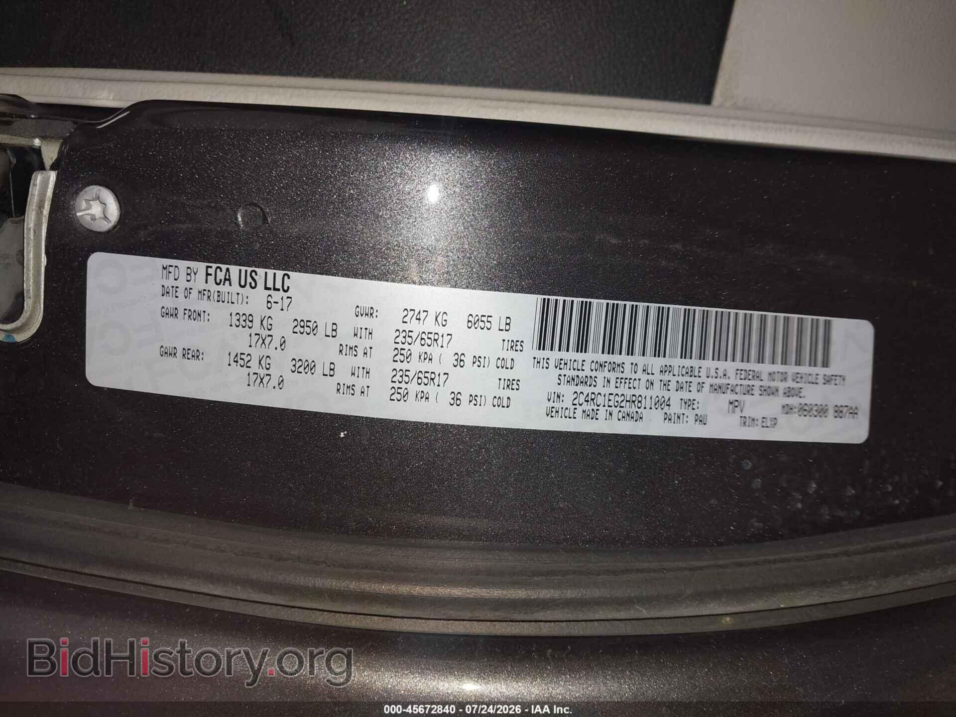 2017 CHRYSLER PACIFICA - VIN: 2C4RC1EG2HR811004 - Photo 9