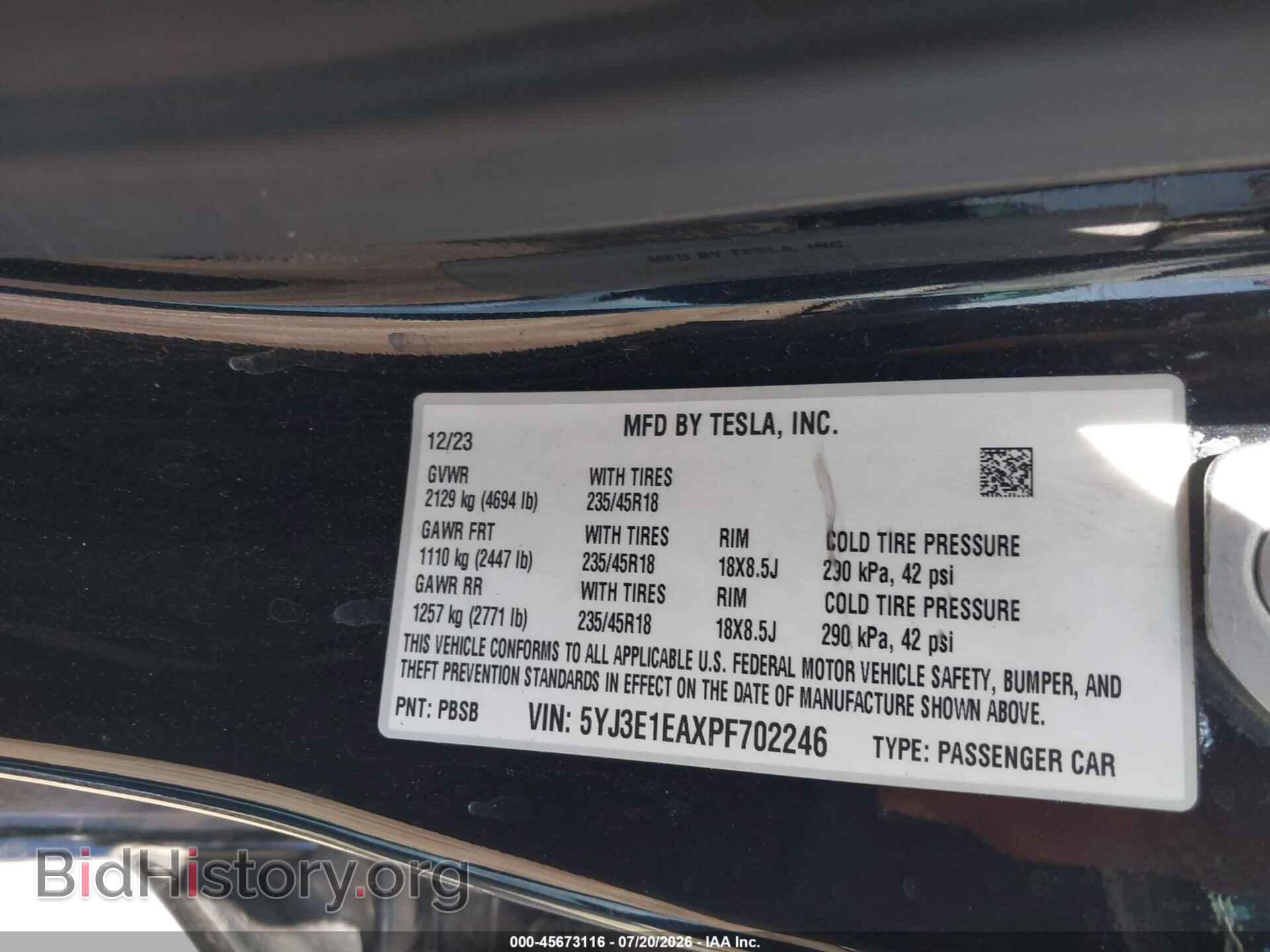 2023 TESLA MODEL 3 - VIN: 5YJ3E1EAXPF702246 - Фото 9