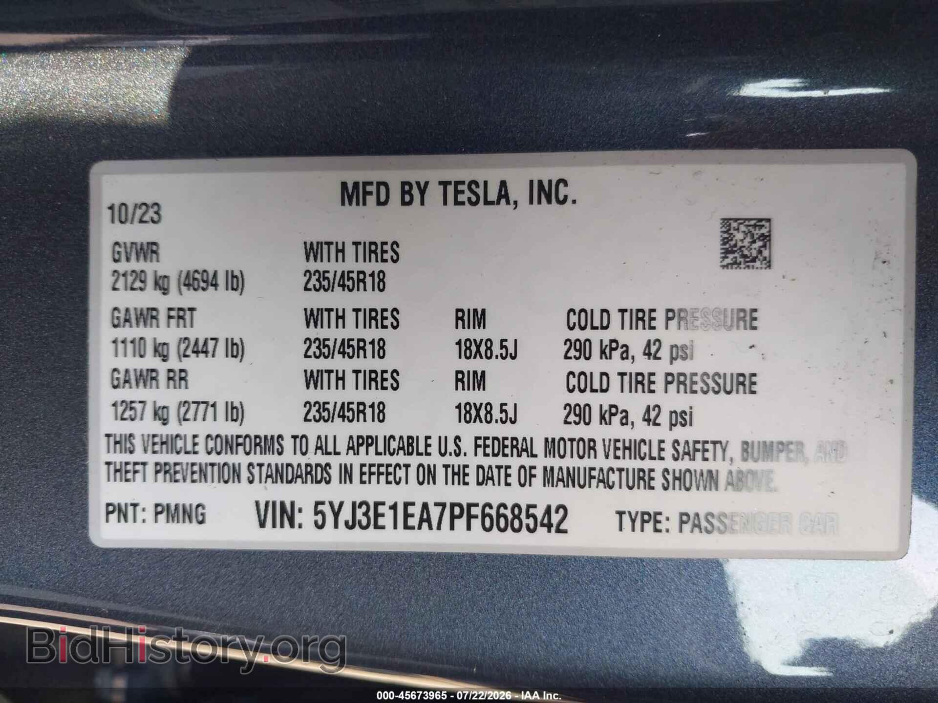 2023 TESLA MODEL 3 - VIN: 5YJ3E1EA7PF668542 - Фото 9