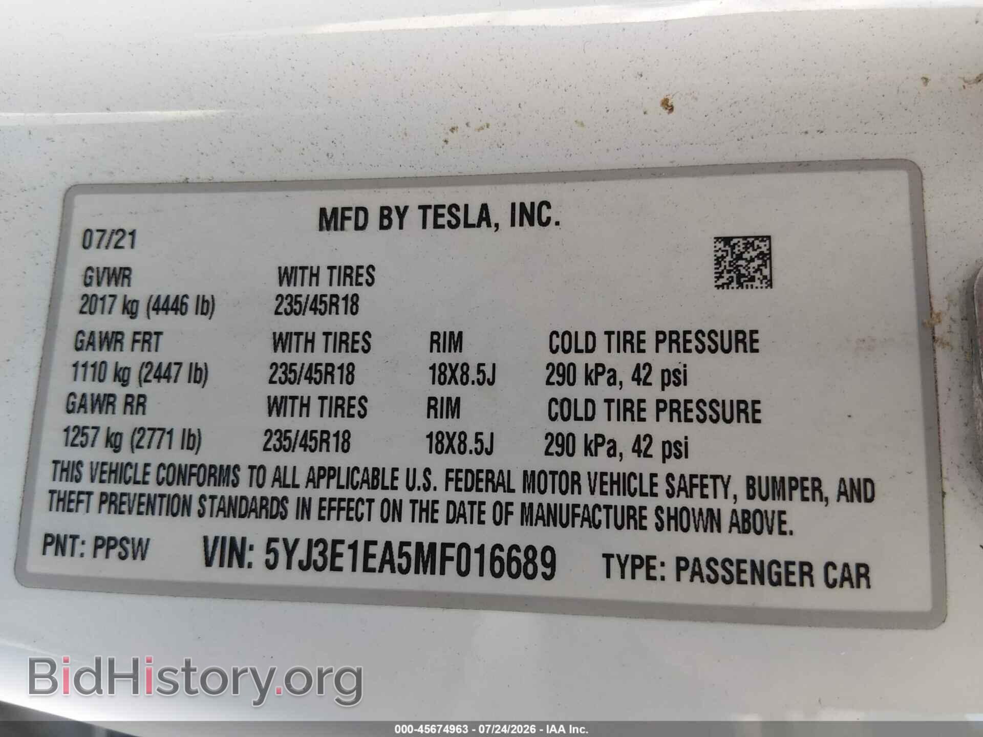 2021 TESLA MODEL 3 - VIN: 5YJ3E1EA5MF016689 - Photo 9