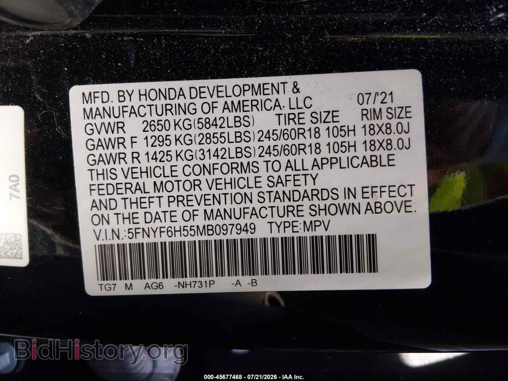 2021 HONDA PILOT - VIN: 5FNYF6H55MB097949 - Photo 9