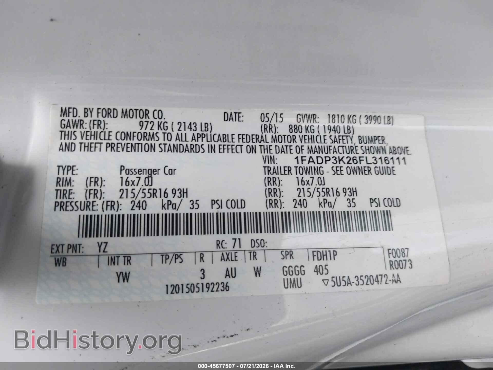2015 FORD FOCUS - VIN: 1FADP3K26FL316111 - Фото 9