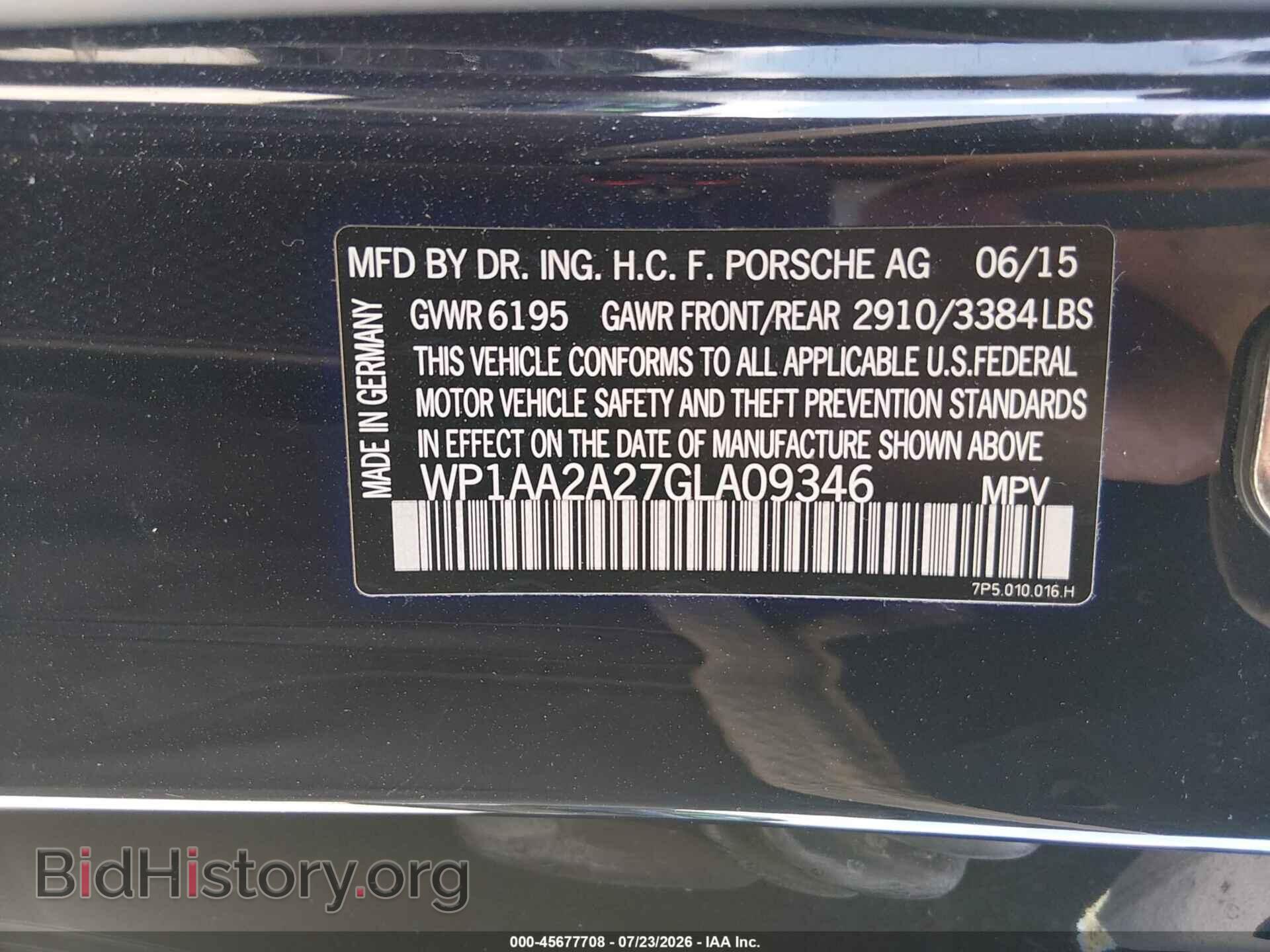 2016 PORSCHE CAYENNE - VIN: WP1AA2A27GLA09346 - Photo 9