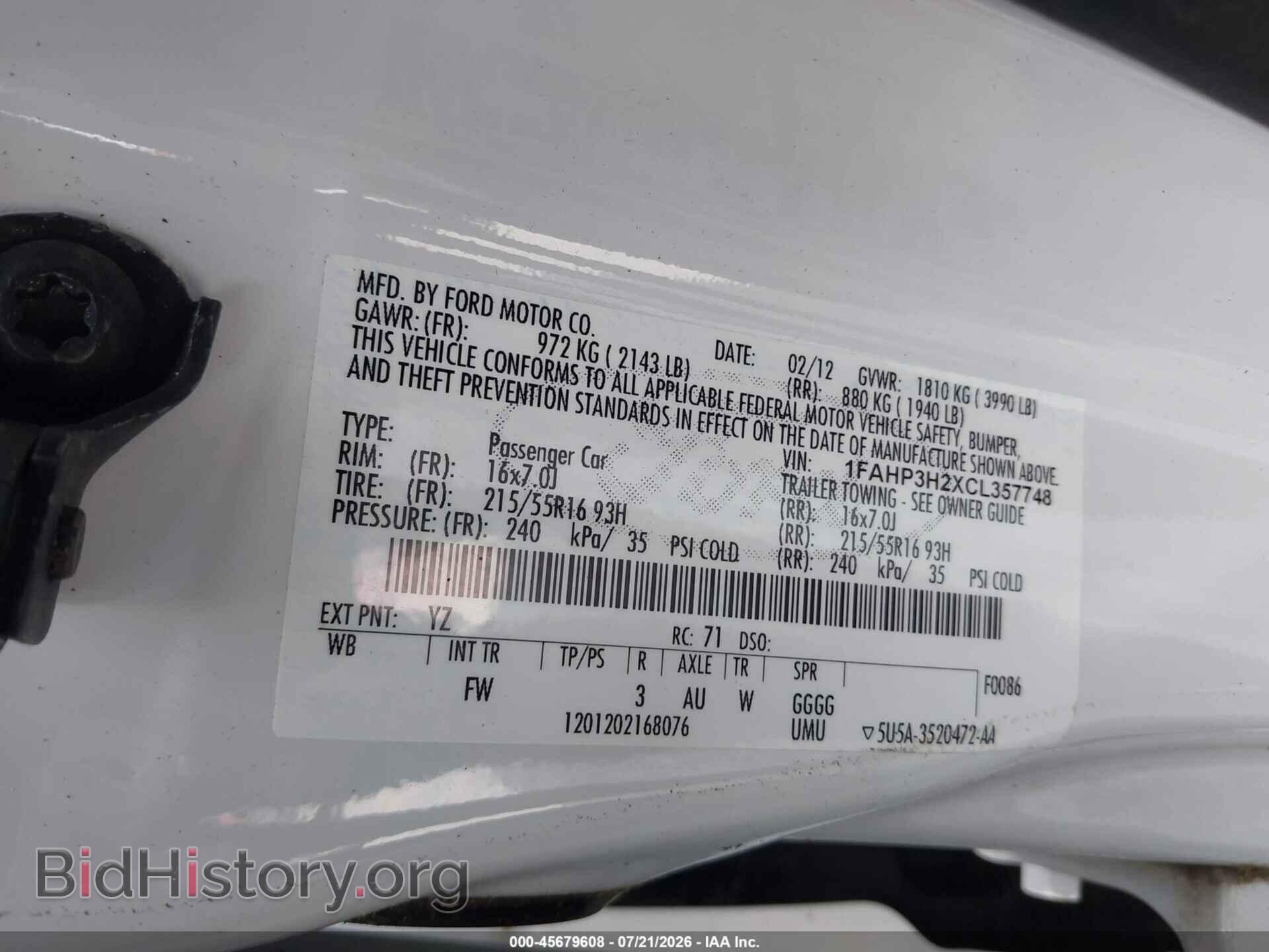 2012 FORD FOCUS - VIN: 1FAHP3H2XCL357748 - Photo 9