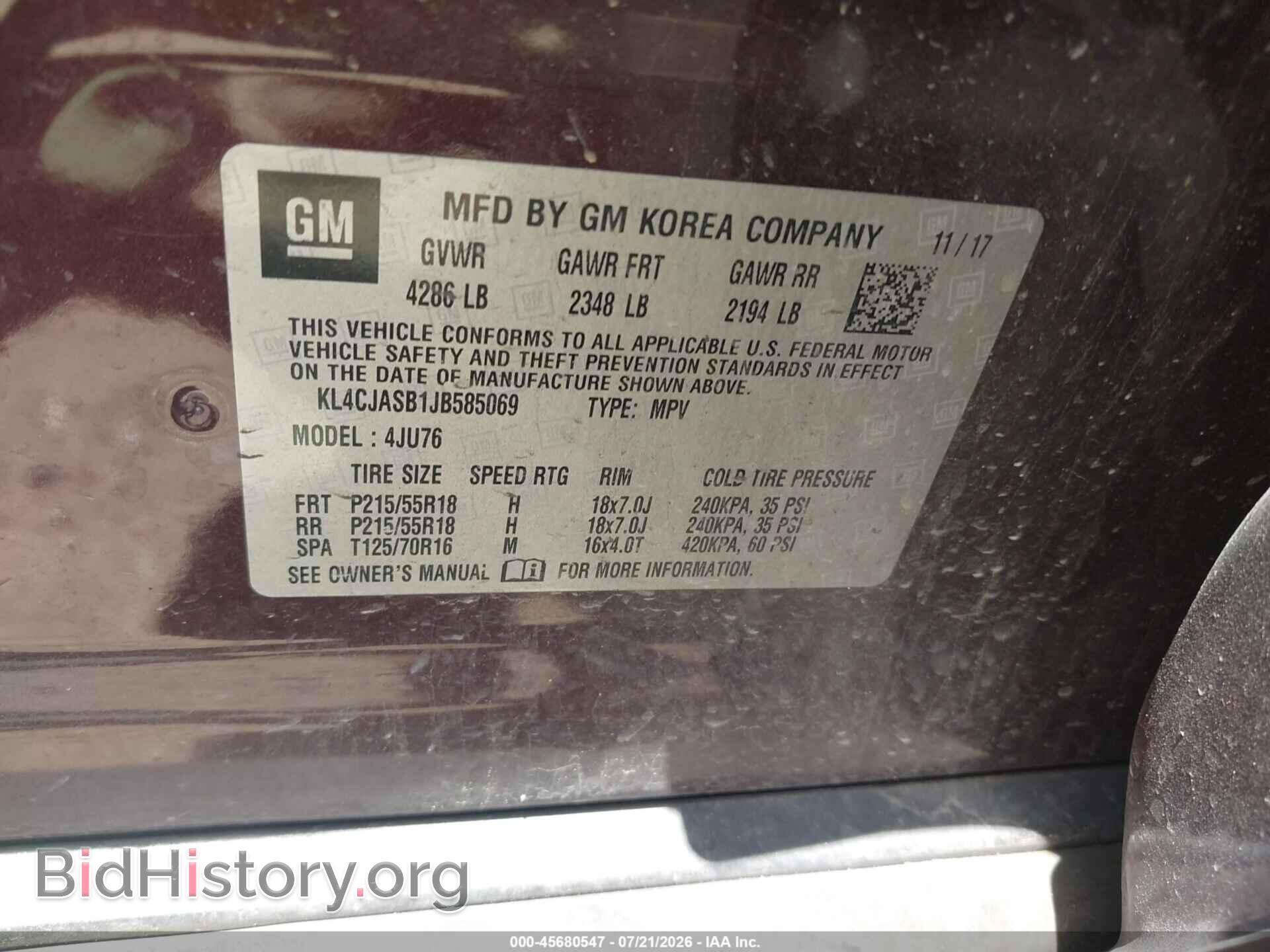 2018 BUICK ENCORE - VIN: KL4CJASB1JB585069 - Photo 9