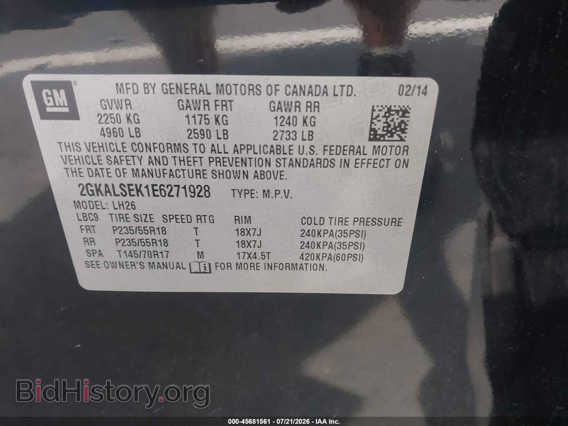 2014 GMC TERRAIN - VIN: 2GKALSEK1E6271928 - Photo 9