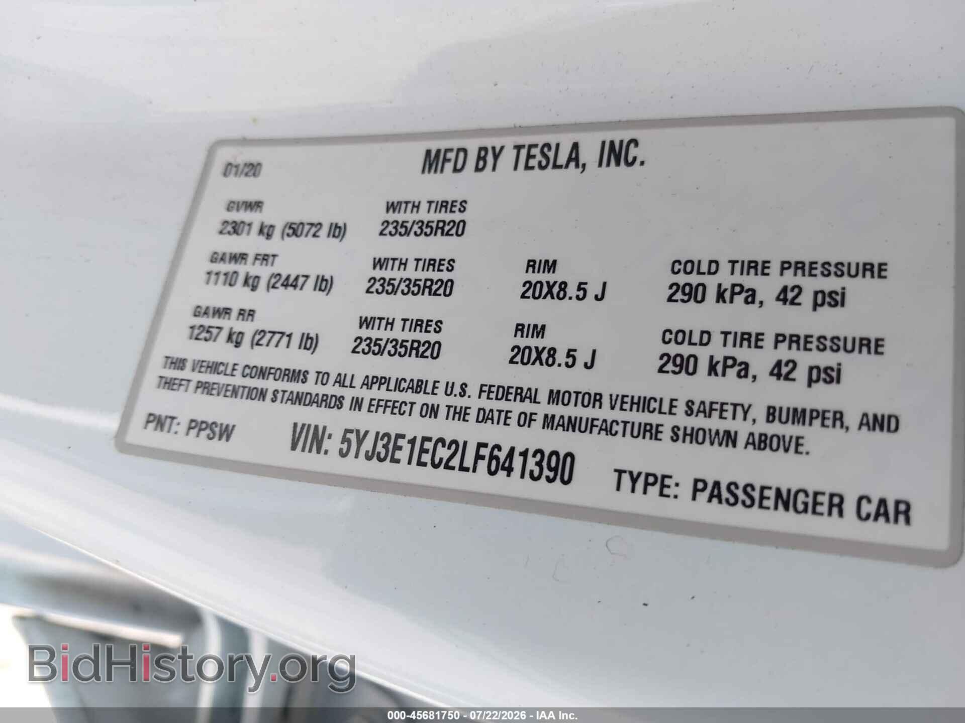 2020 TESLA MODEL 3 - VIN: 5YJ3E1EC2LF641390 - Фото 9