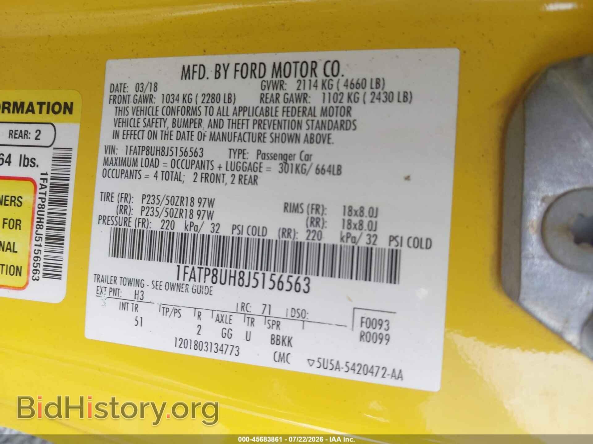 2018 FORD MUSTANG - VIN: 1FATP8UH8J5156563 - Фото 9