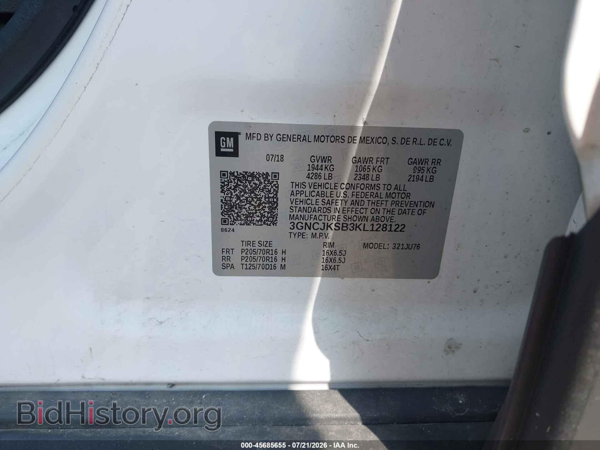 2019 CHEVROLET TRAX - VIN: 3GNCJKSB3KL128122 - Photo 9