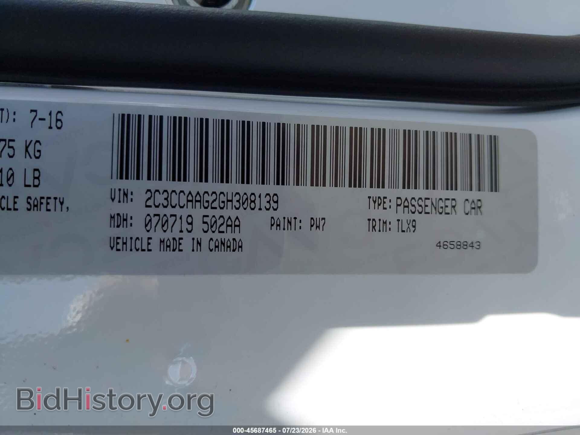 2016 CHRYSLER 300 - VIN: 2C3CCAAG2GH308139 - Фото 9